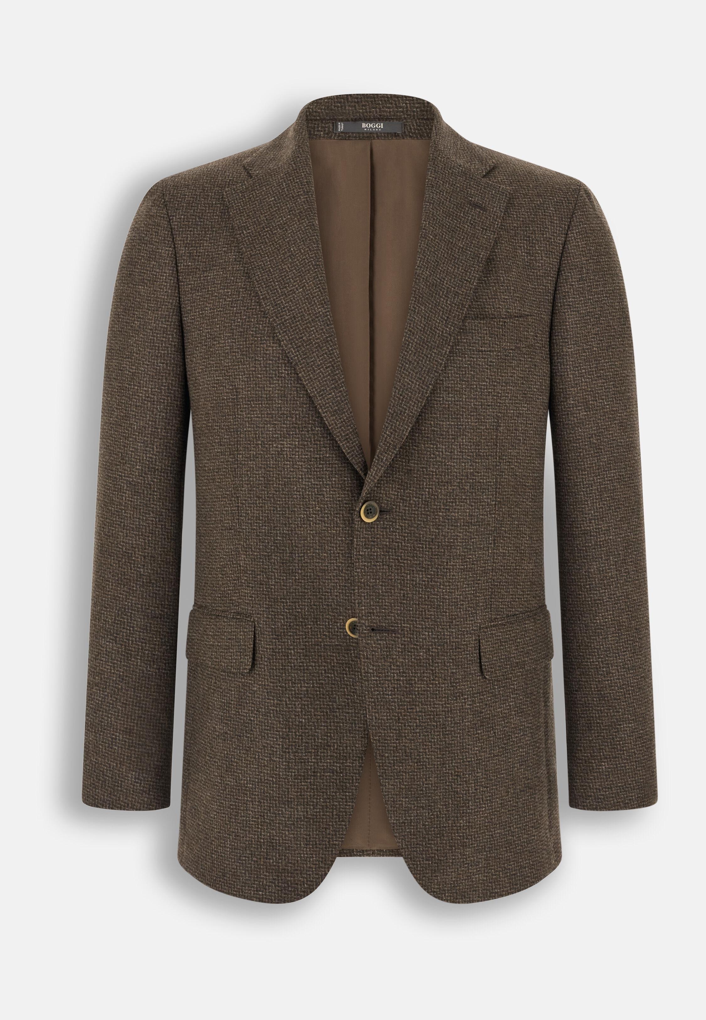 Blazer Micro Patterned Wool Cashmere, Brown, Brown, large image number 4