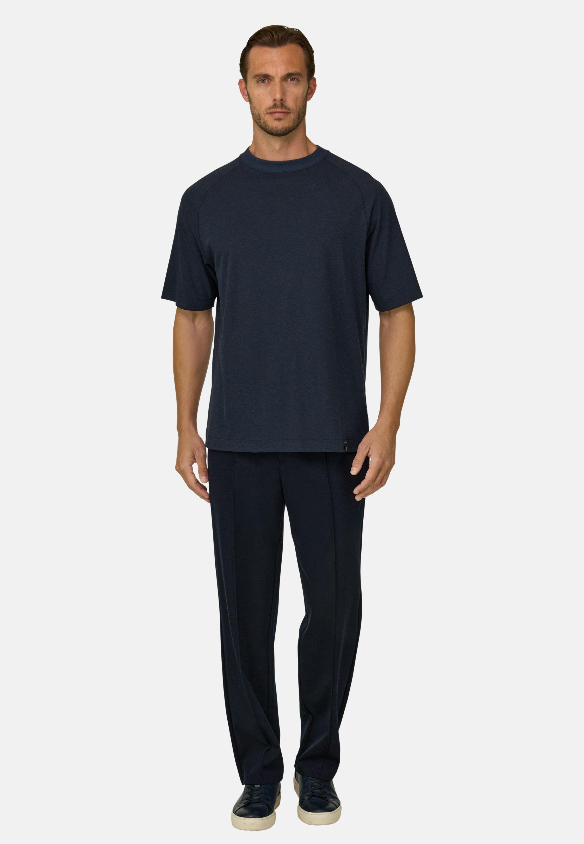 T-Shirt in Piqu&eacute; Cotton Blend M&eacute;lange B Tech Navy blue, Navy blue, large image number 0