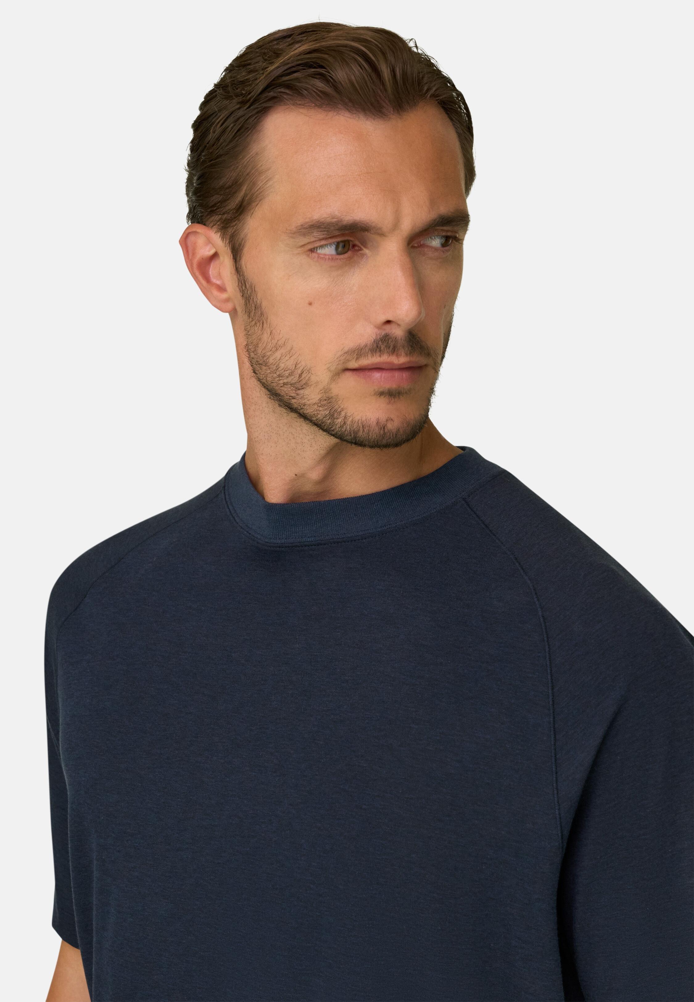 T-Shirt in Piqu&eacute; Cotton Blend M&eacute;lange B Tech Navy blue, Navy blue, large image number 1