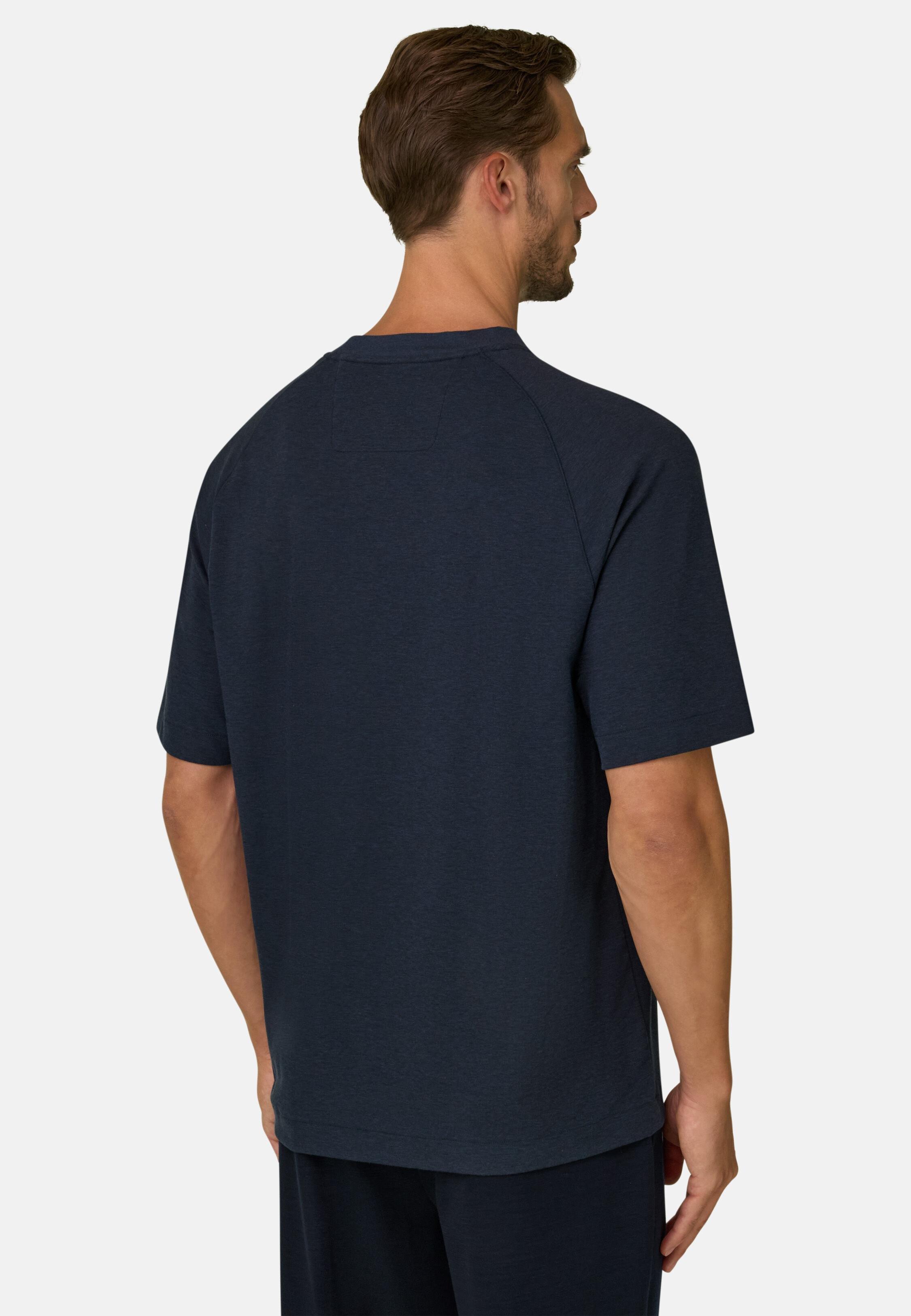 T-Shirt in Piqu&eacute; Cotton Blend M&eacute;lange B Tech Navy blue, Navy blue, large image number 2