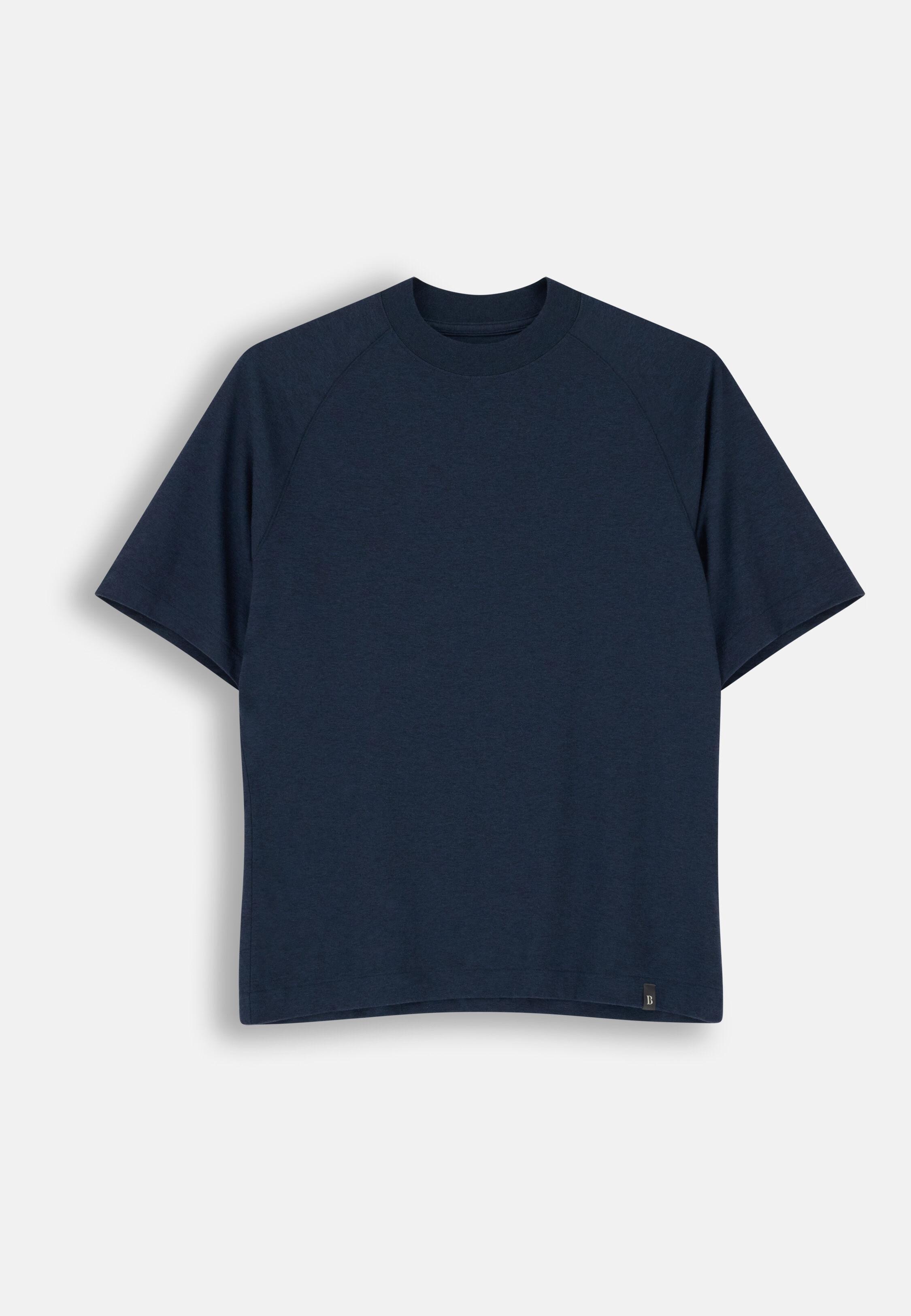 T-Shirt in Piqu&eacute; Cotton Blend M&eacute;lange B Tech Navy blue, Navy blue, large image number 3