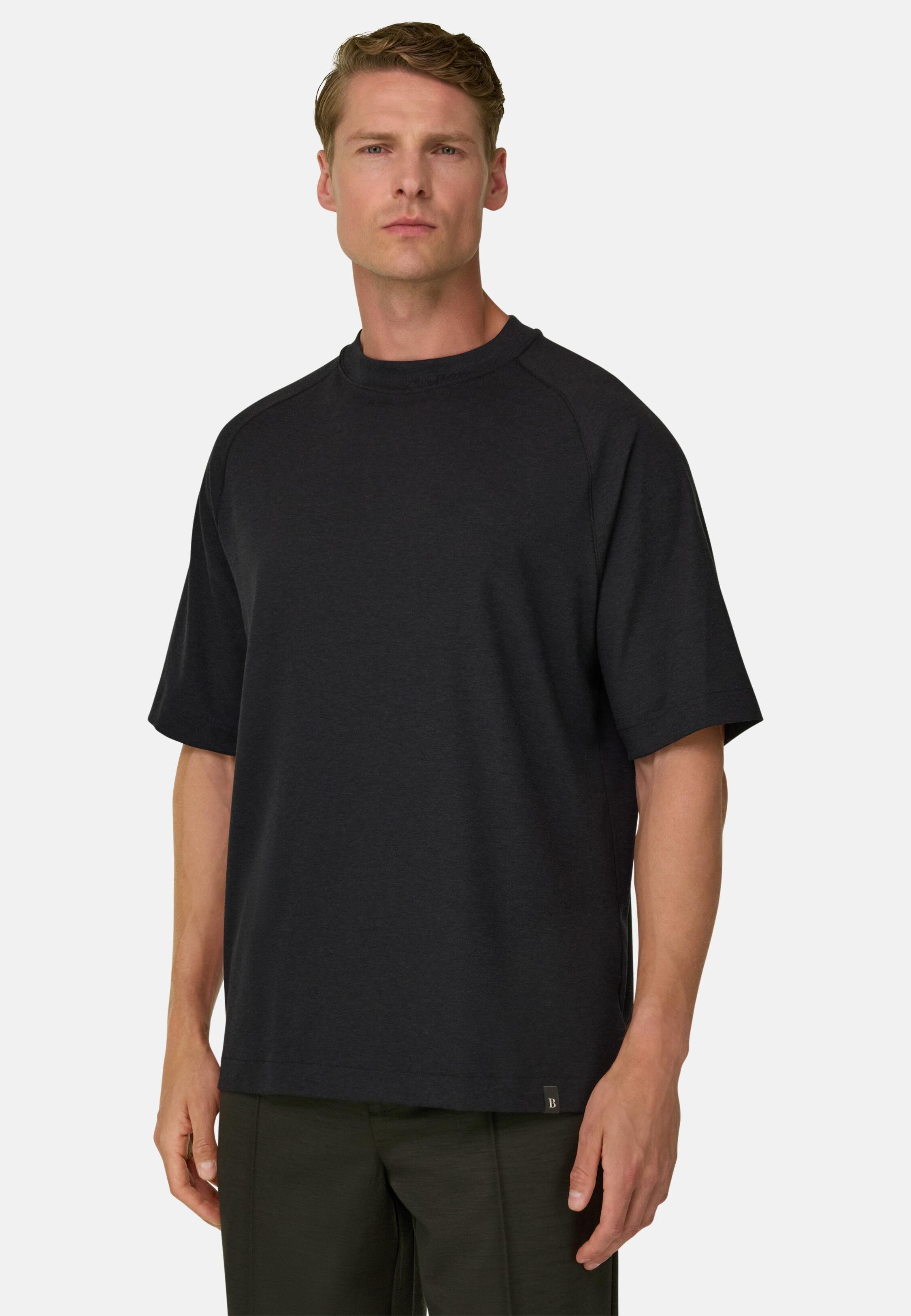 تي شيرت من مزيج القطن بيكيه ميلانج B Tech أسود, Black, large image number 1