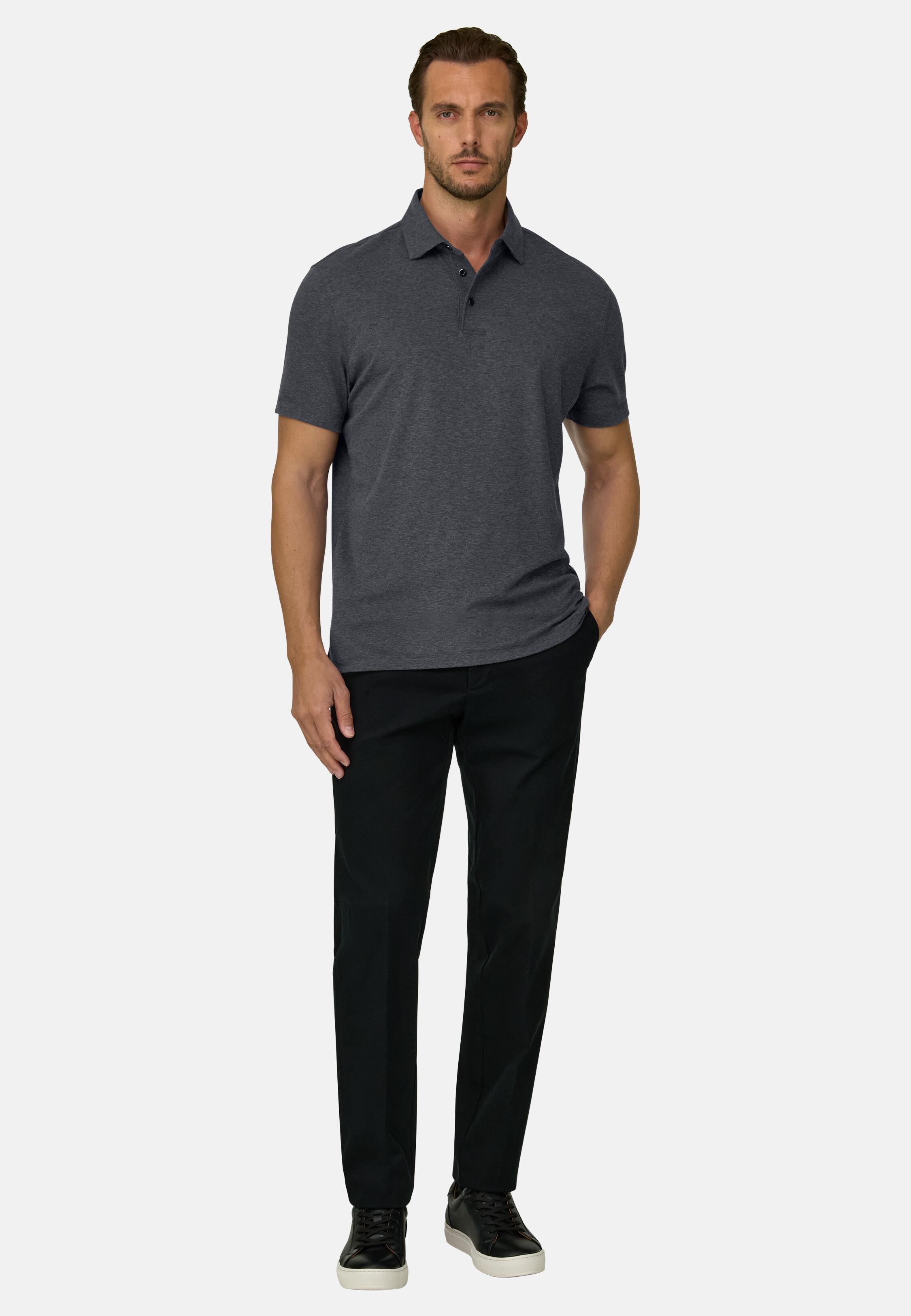 Polo in Piqu&eacute; Cotton Blend B Tech Grey, Dark Grey, medium