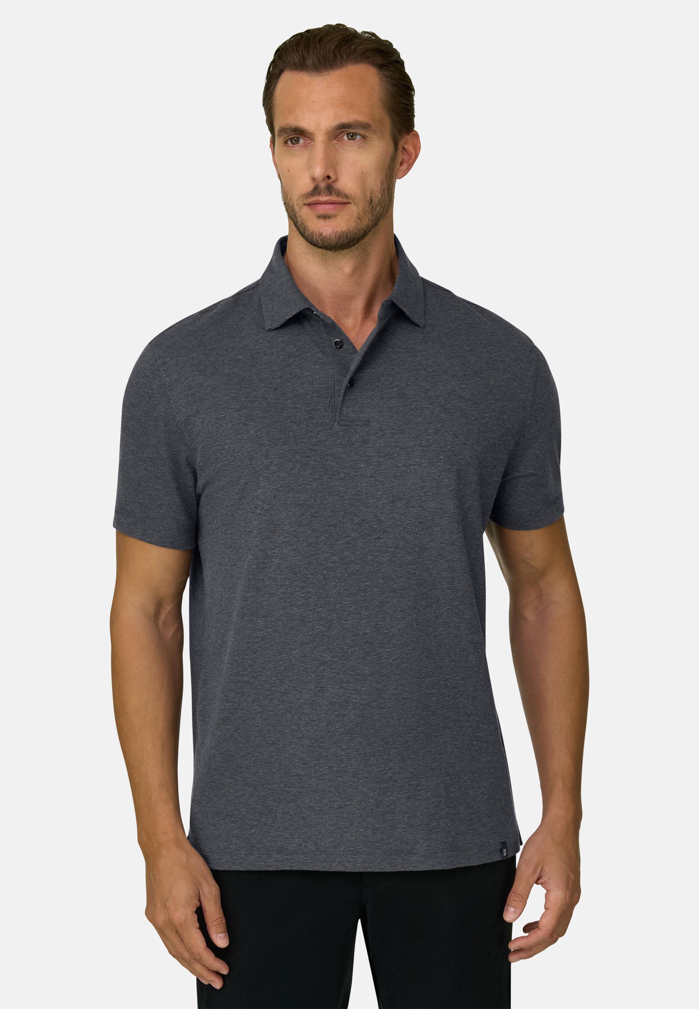 Polo in Piqu&eacute; Cotton Blend B Tech Grey, Dark Grey, medium