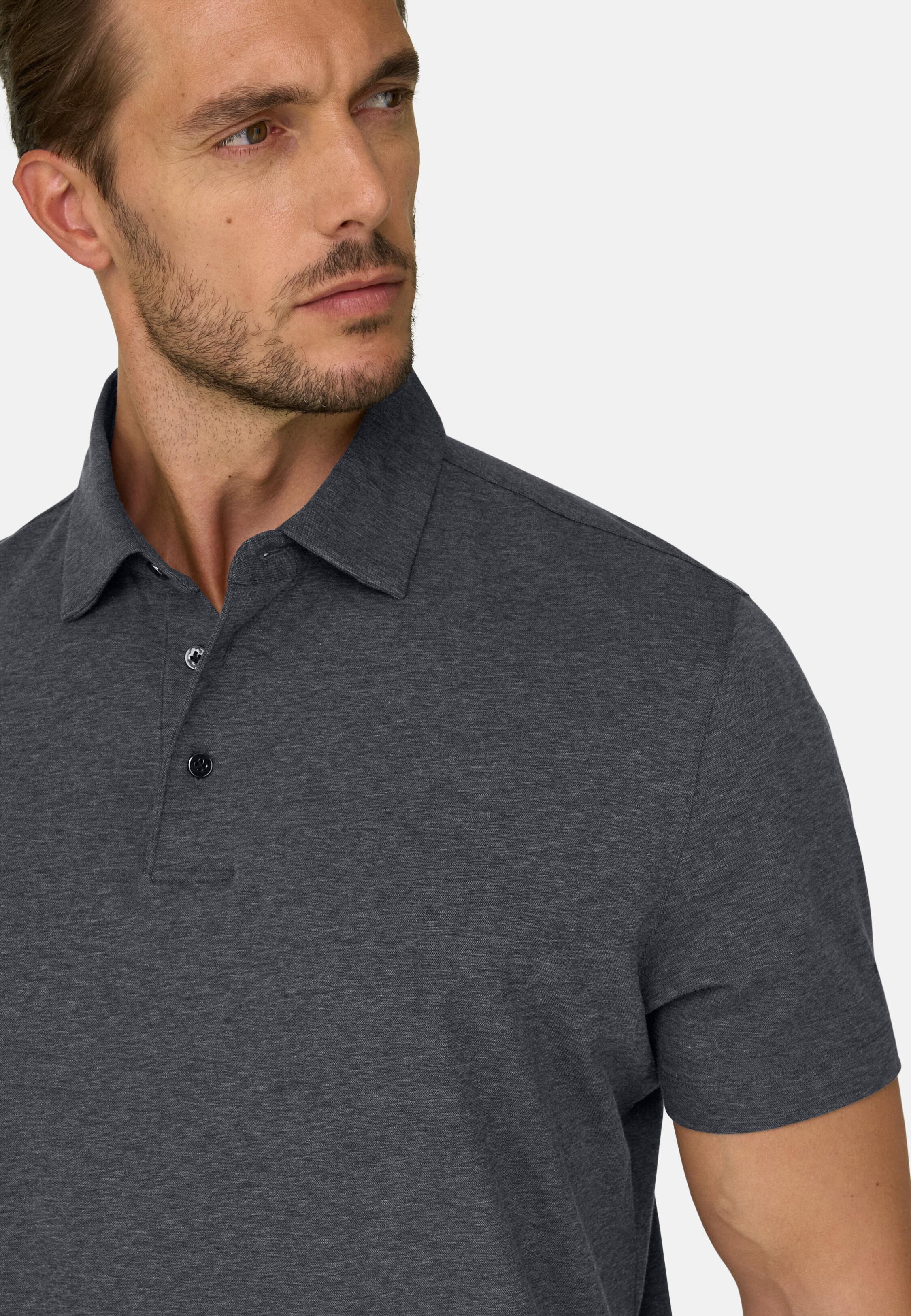 Polo in Piqu&eacute; Cotton Blend B Tech Grey, Dark Grey, large image number 2