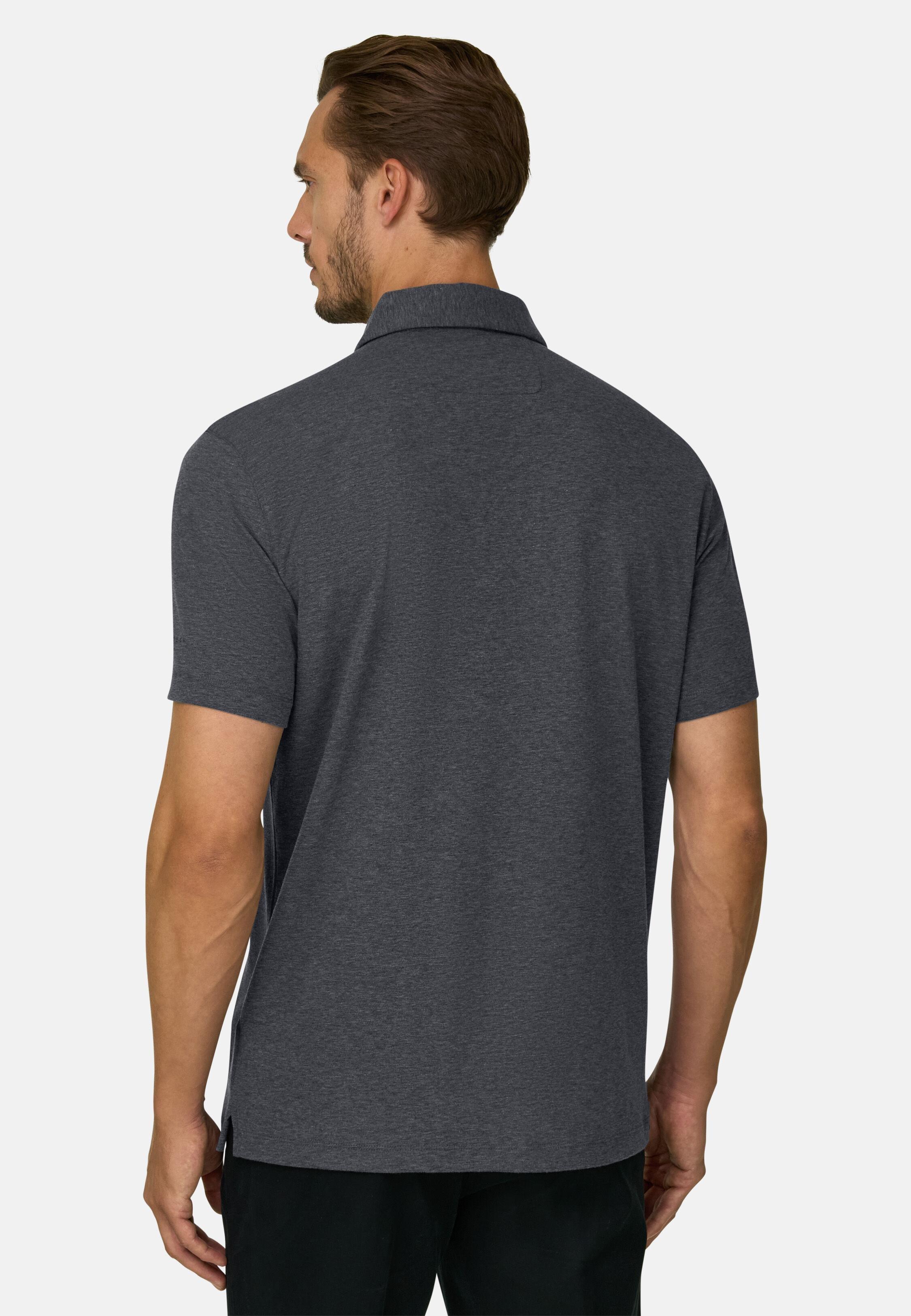 Polo in Piqu&eacute; Cotton Blend B Tech Grey, Dark Grey, large image number 3