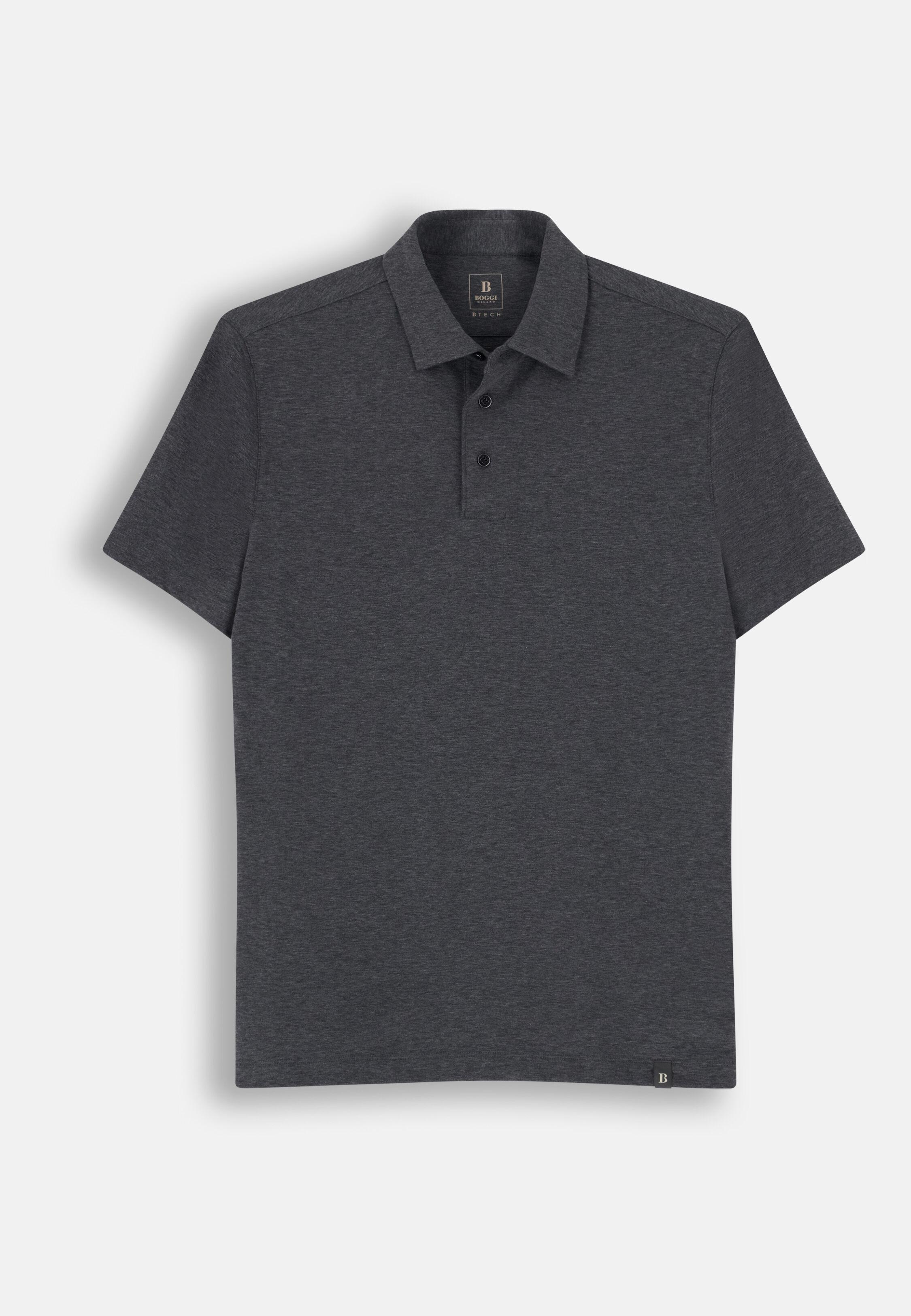 Polo in Piqu&eacute; Cotton Blend B Tech Grey, Dark Grey, large image number 4