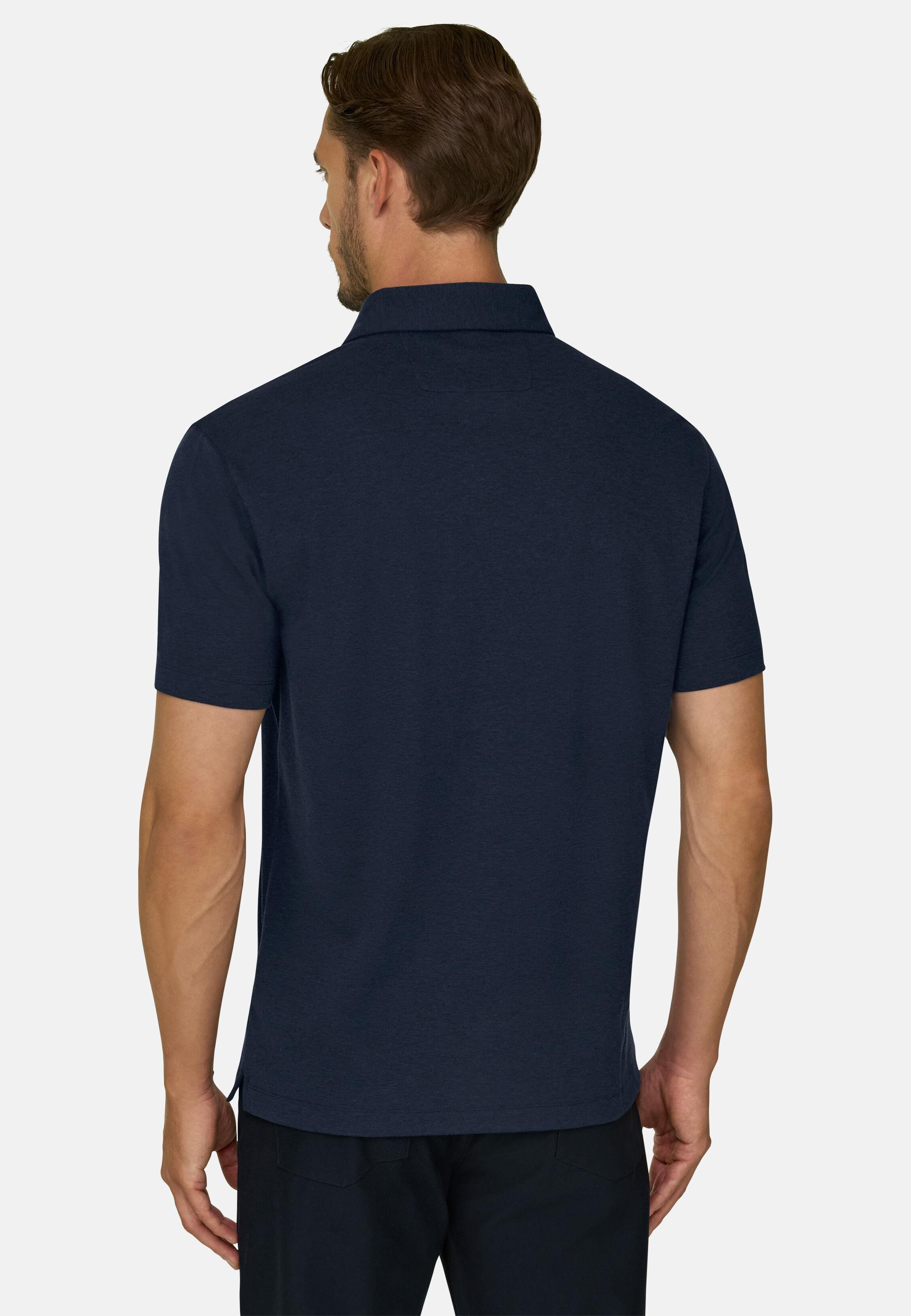 Polo in Piqu&eacute; Cotton Blend B-Tech, Navy Blue, Navy blue, medium