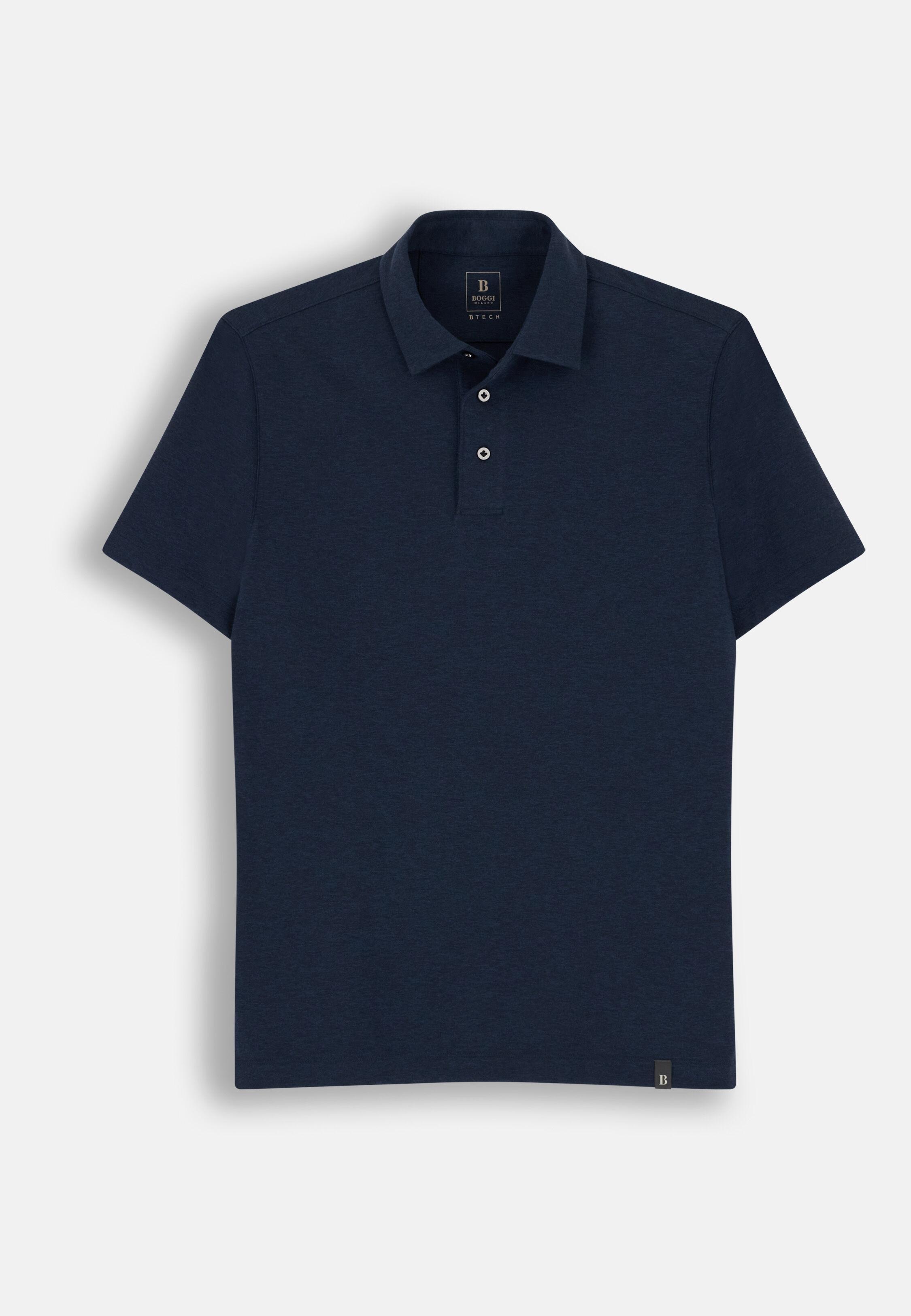 Polo in Piqu&eacute; Cotton Blend B-Tech, Navy Blue, Navy blue, large image number 3