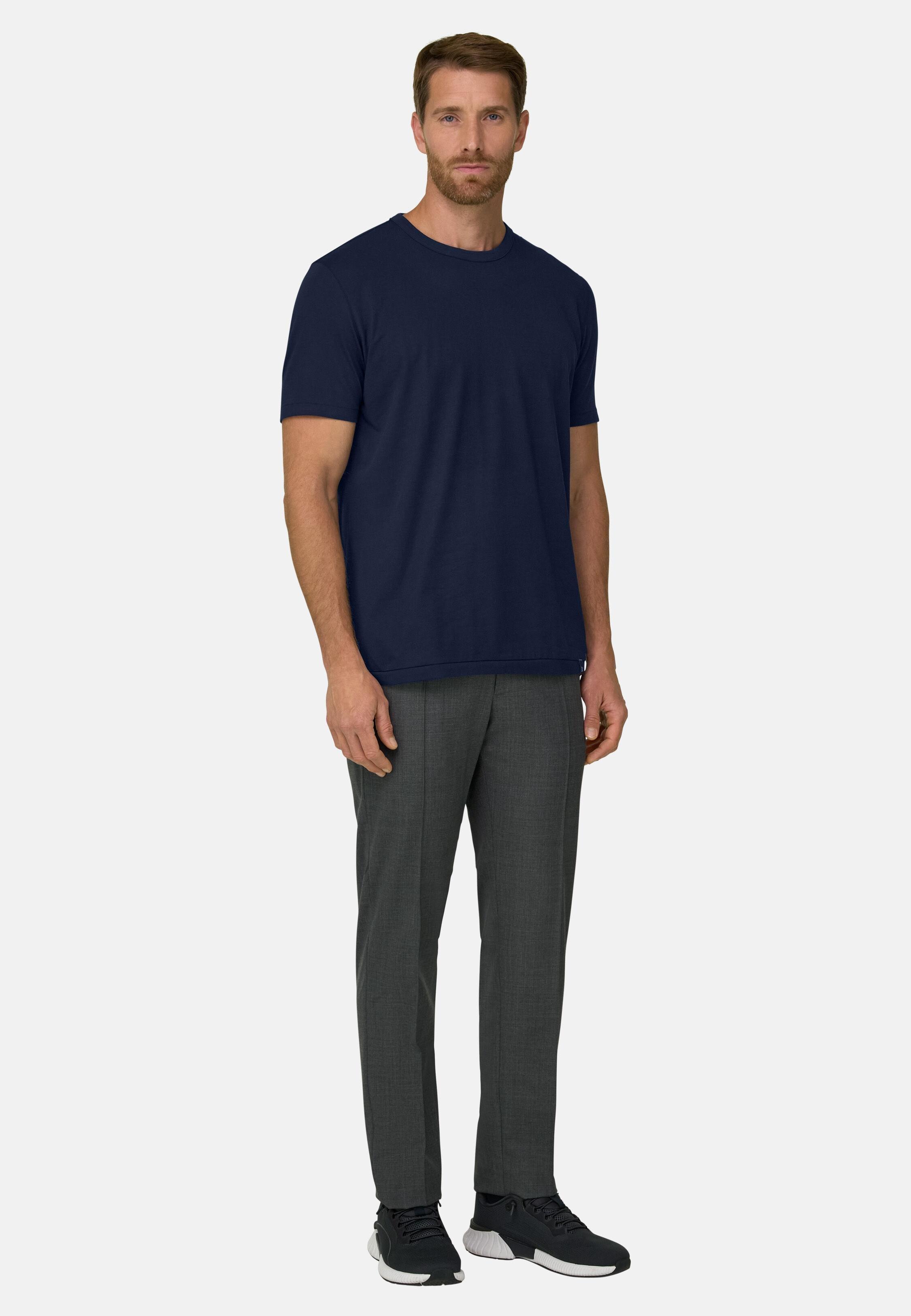 تي شيرت من جيرسيه مزيج القطن بنقشة قطرية B Tech أزرق كحلي, Navy blue, medium