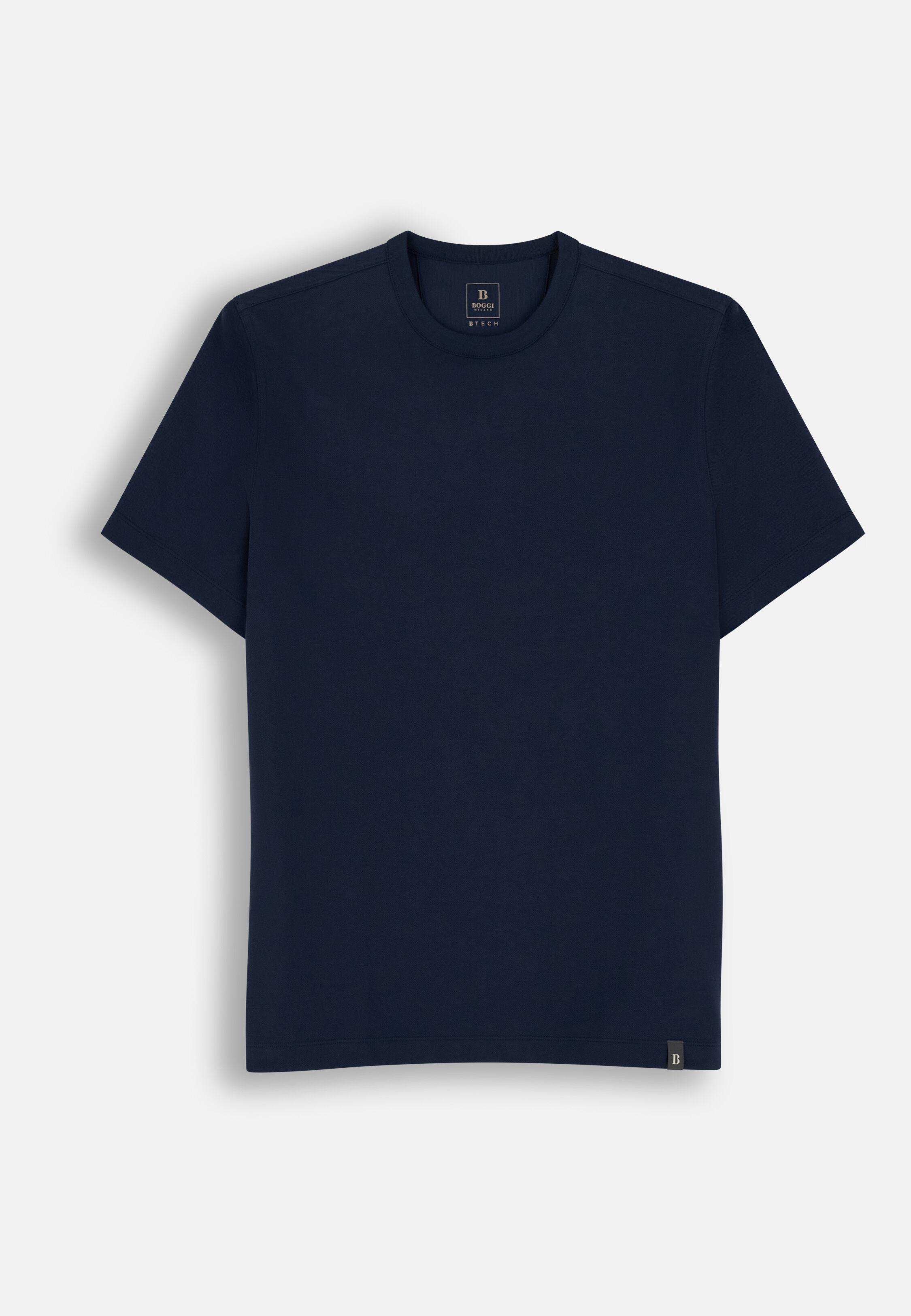 تي شيرت من جيرسيه مزيج القطن بنقشة قطرية B Tech أزرق كحلي, Navy blue, large image number 4
