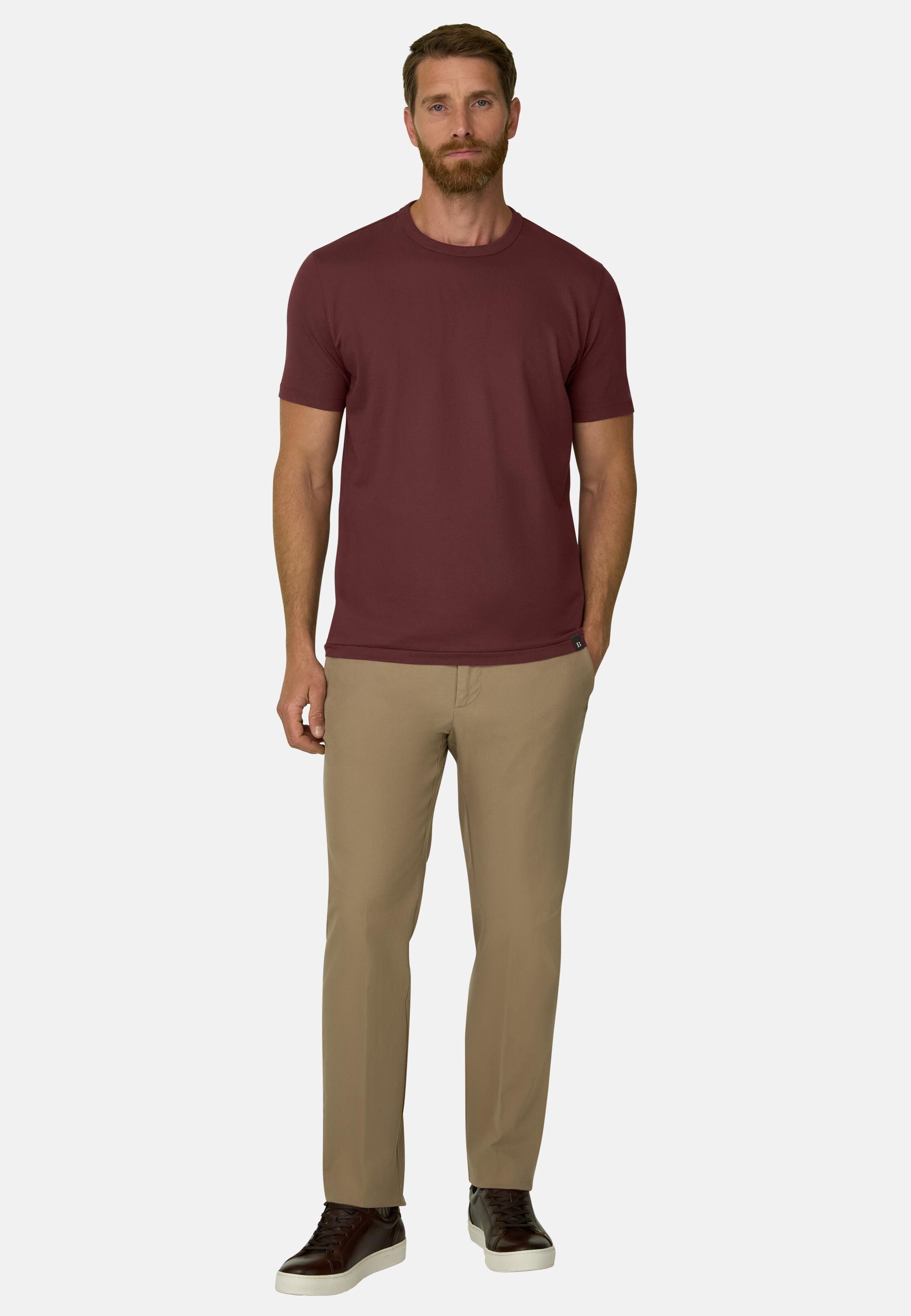 T-Shirt in Diagonal Cotton Blend Jersey B-Tech, Rot, Rot, large image number 0