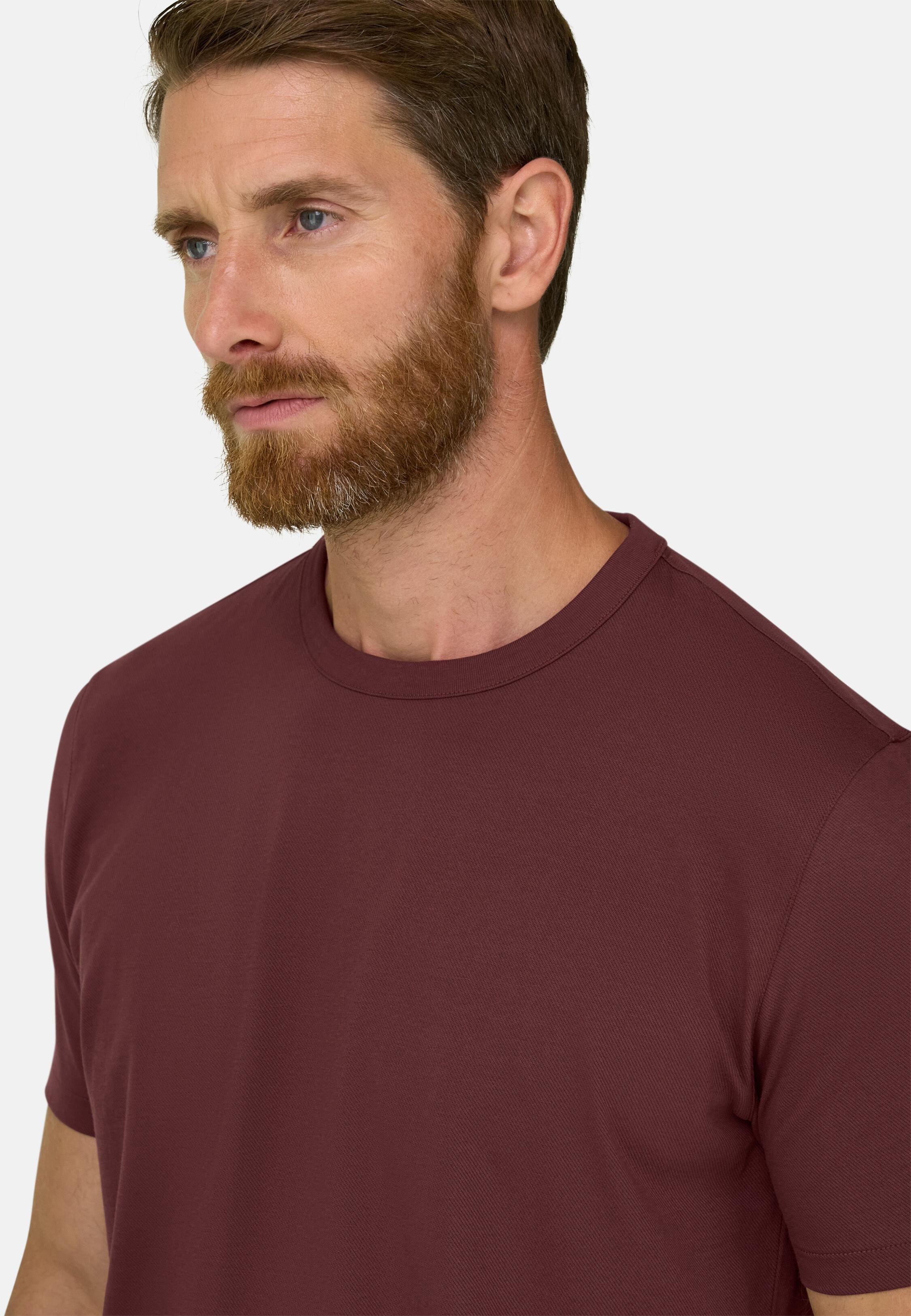 T-Shirt in Diagonal Cotton Blend Jersey B-Tech, Rot, Rot, medium