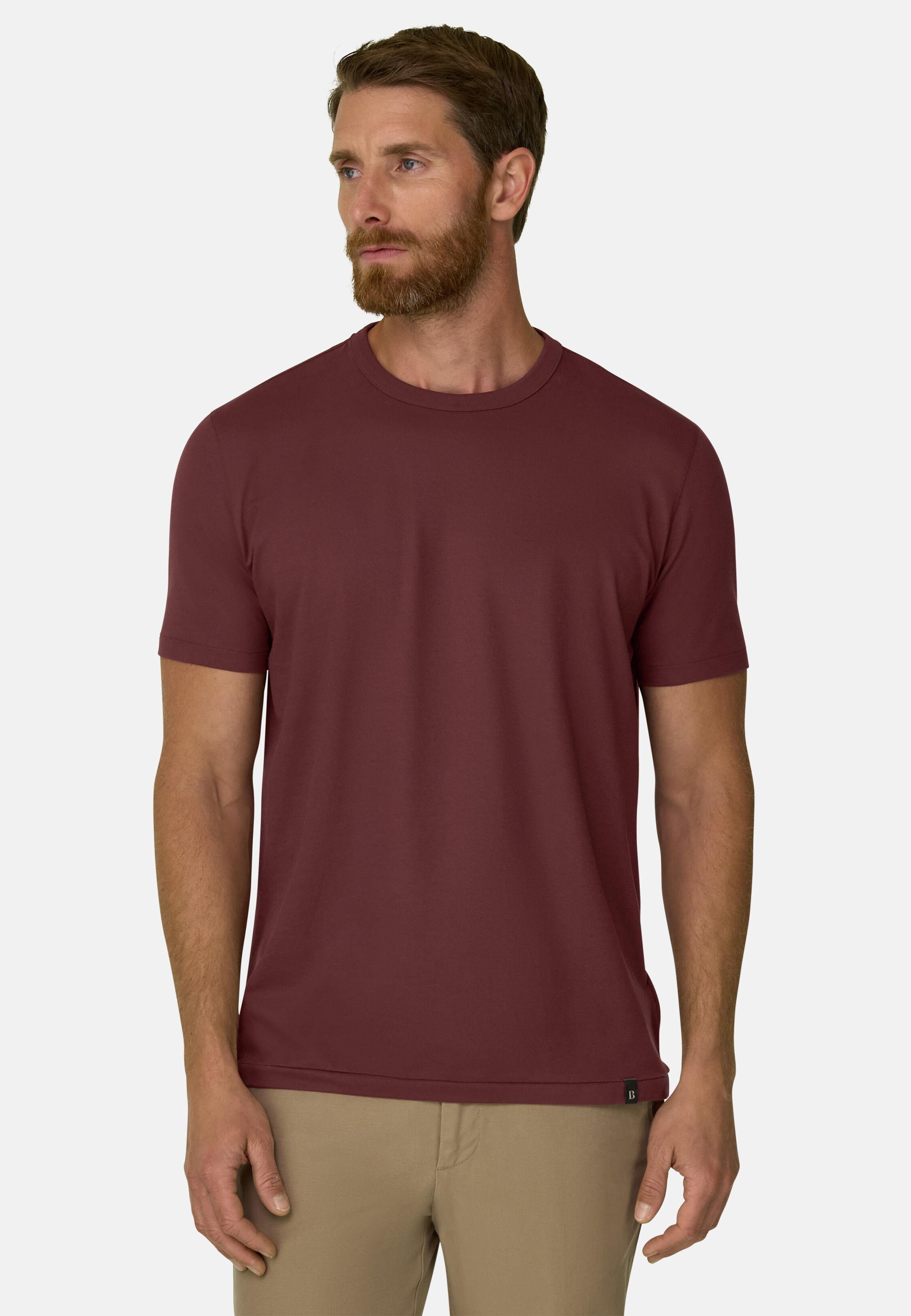 T-Shirt in Diagonal Cotton Blend Jersey B-Tech, Rot, Rot, large image number 1