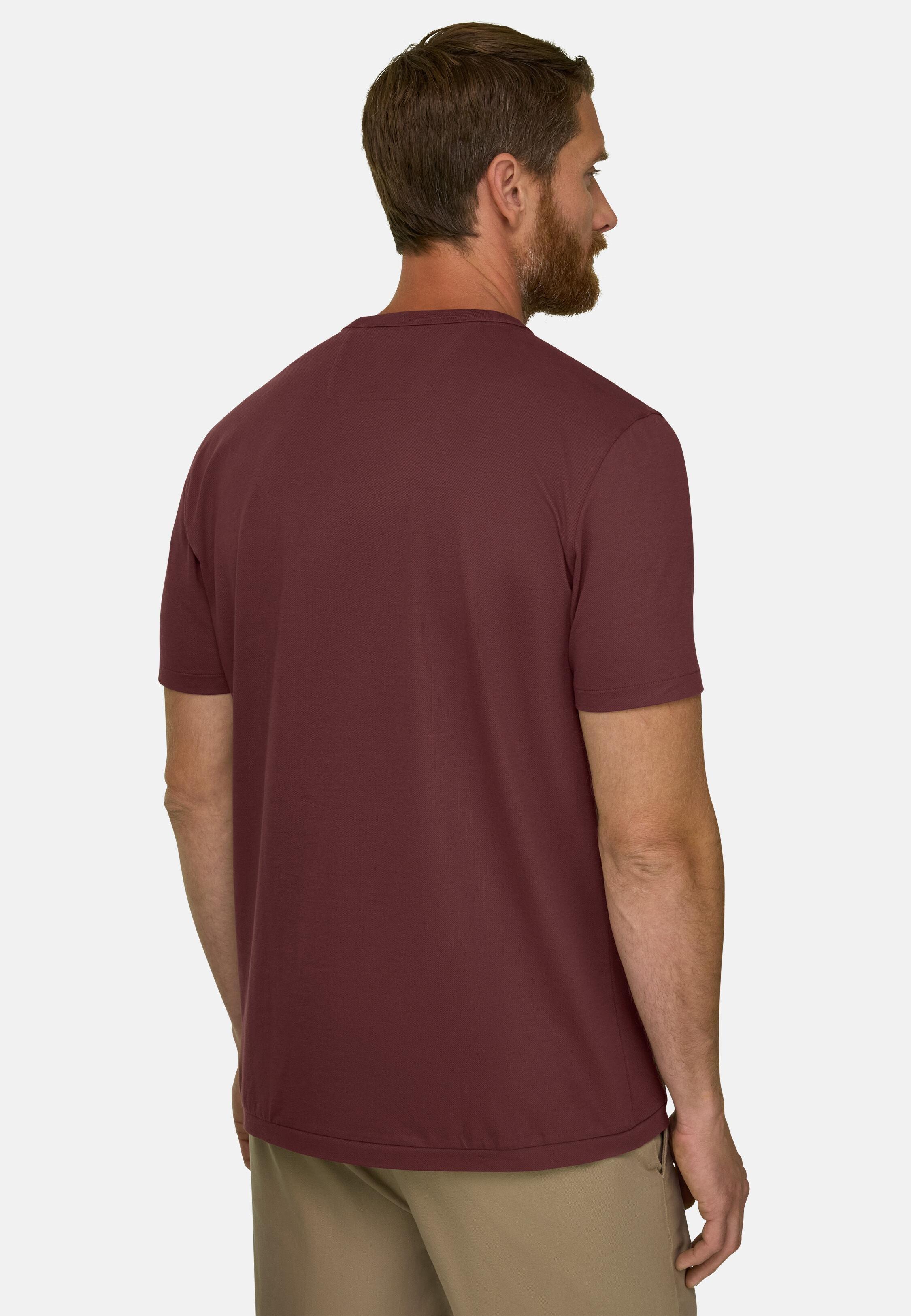 T-Shirt in Diagonal Cotton Blend Jersey B-Tech, Rot, Rot, medium