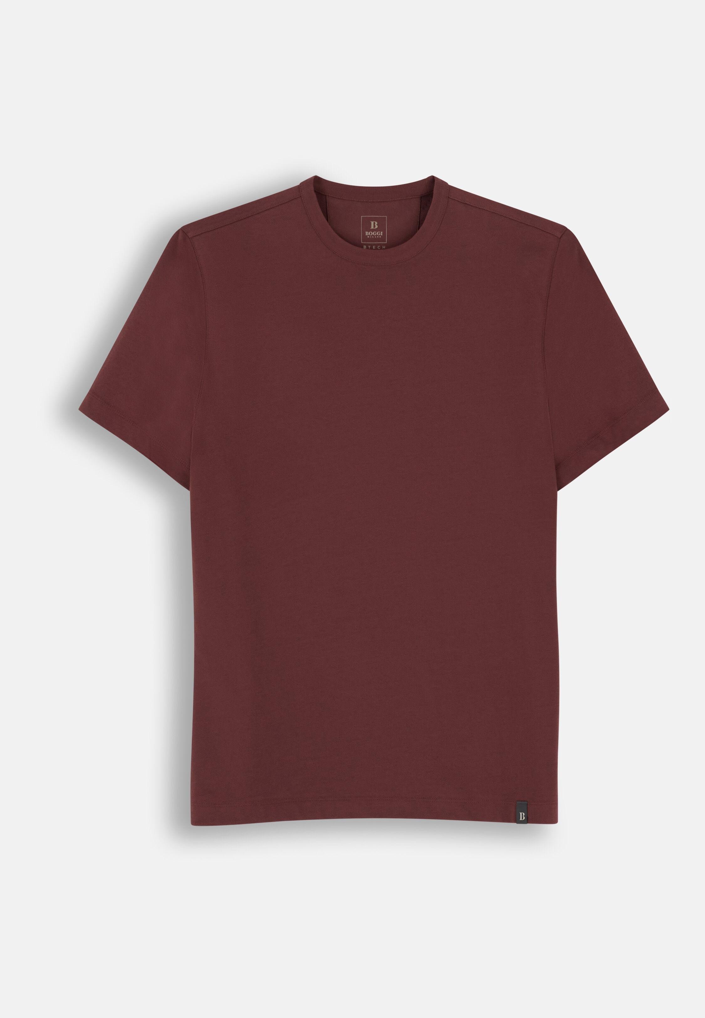 T-Shirt in Diagonal Cotton Blend Jersey B-Tech, Rot, Rot, large image number 4