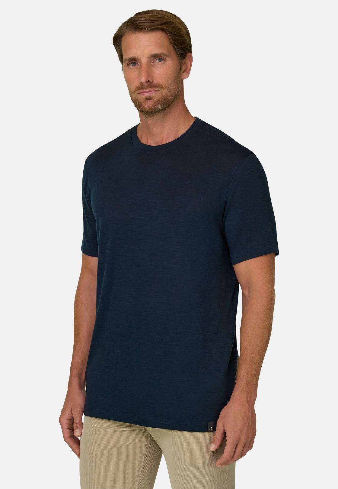 T-Shirt Jersey Cotton Tencel Blend Navy blue, Navy blue, medium