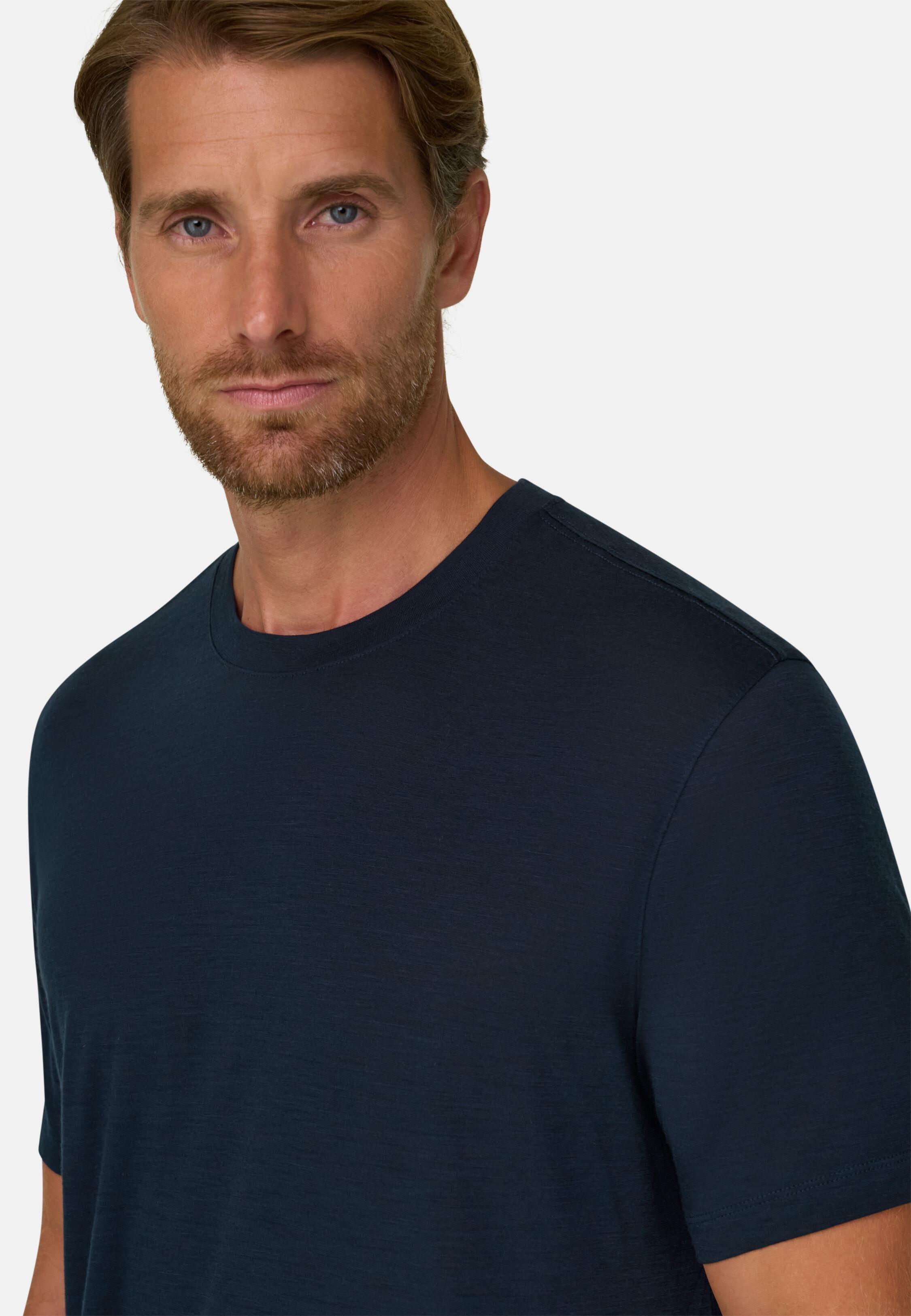 T-Shirt Jersey Cotton Tencel Blend Navy blue, Navy blue, large image number 3