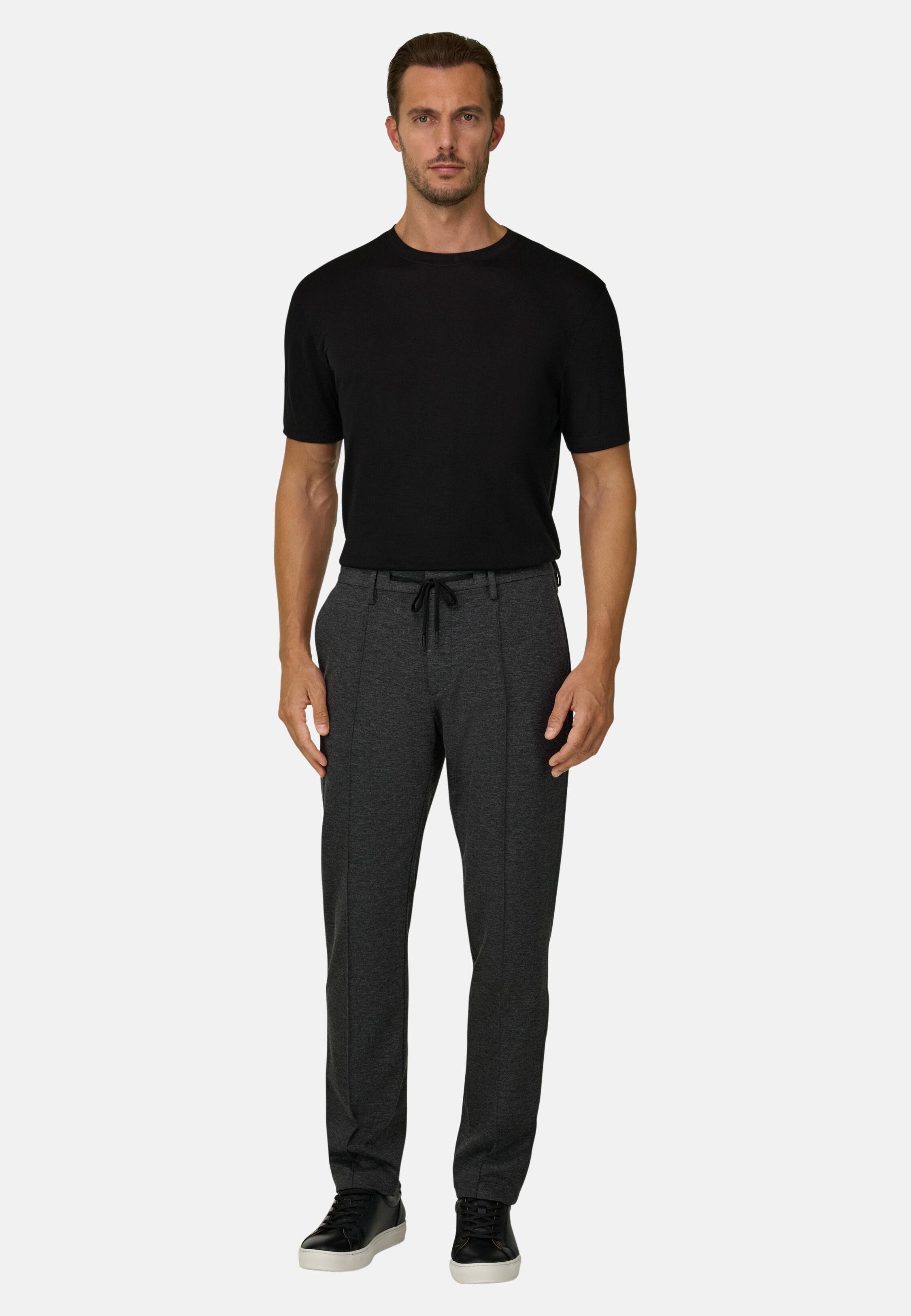 T-Shirt Jersey Cotton Tencel Blend Black, Black, medium