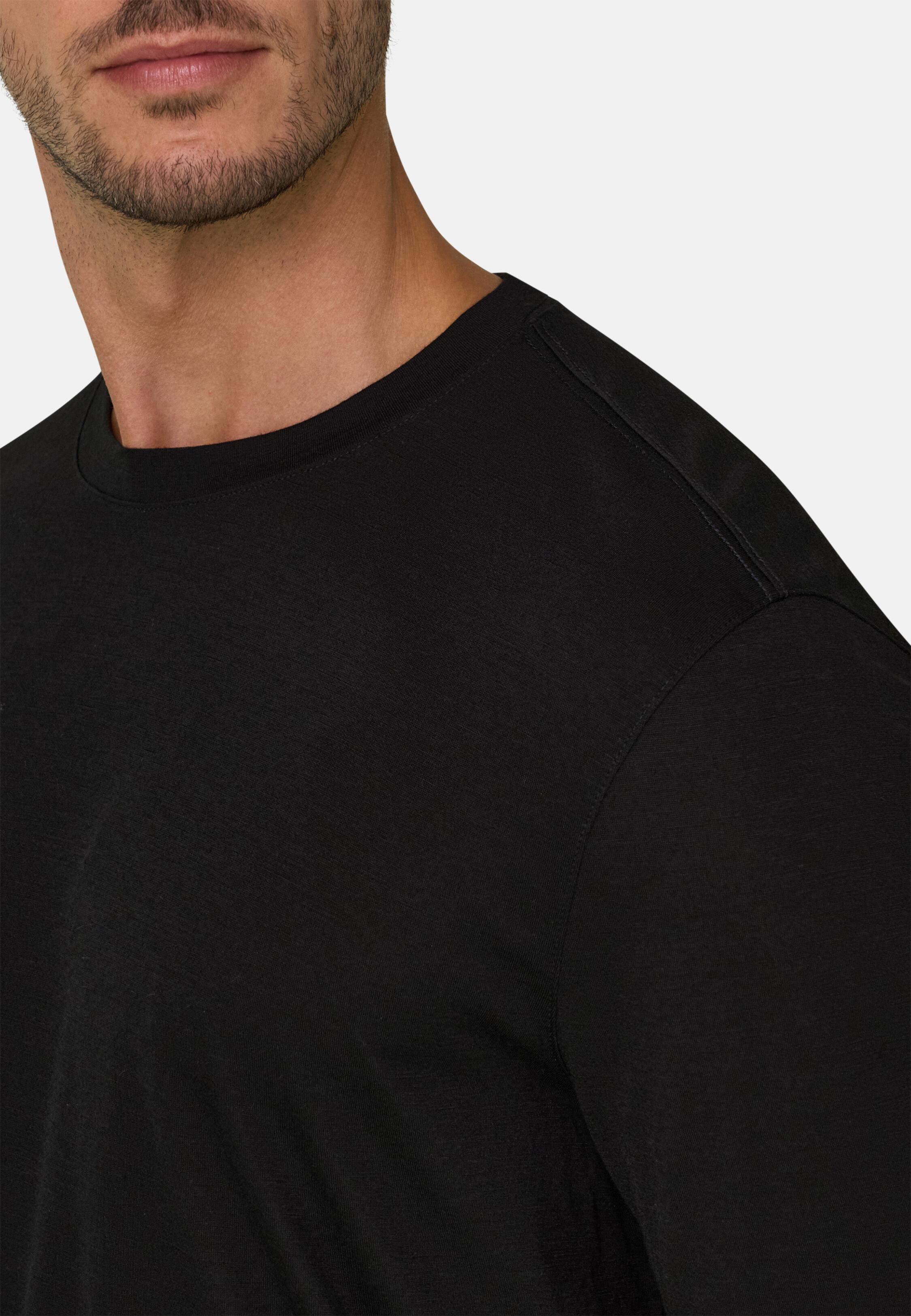T-Shirt Jersey Cotton Tencel Blend Black, Black, medium