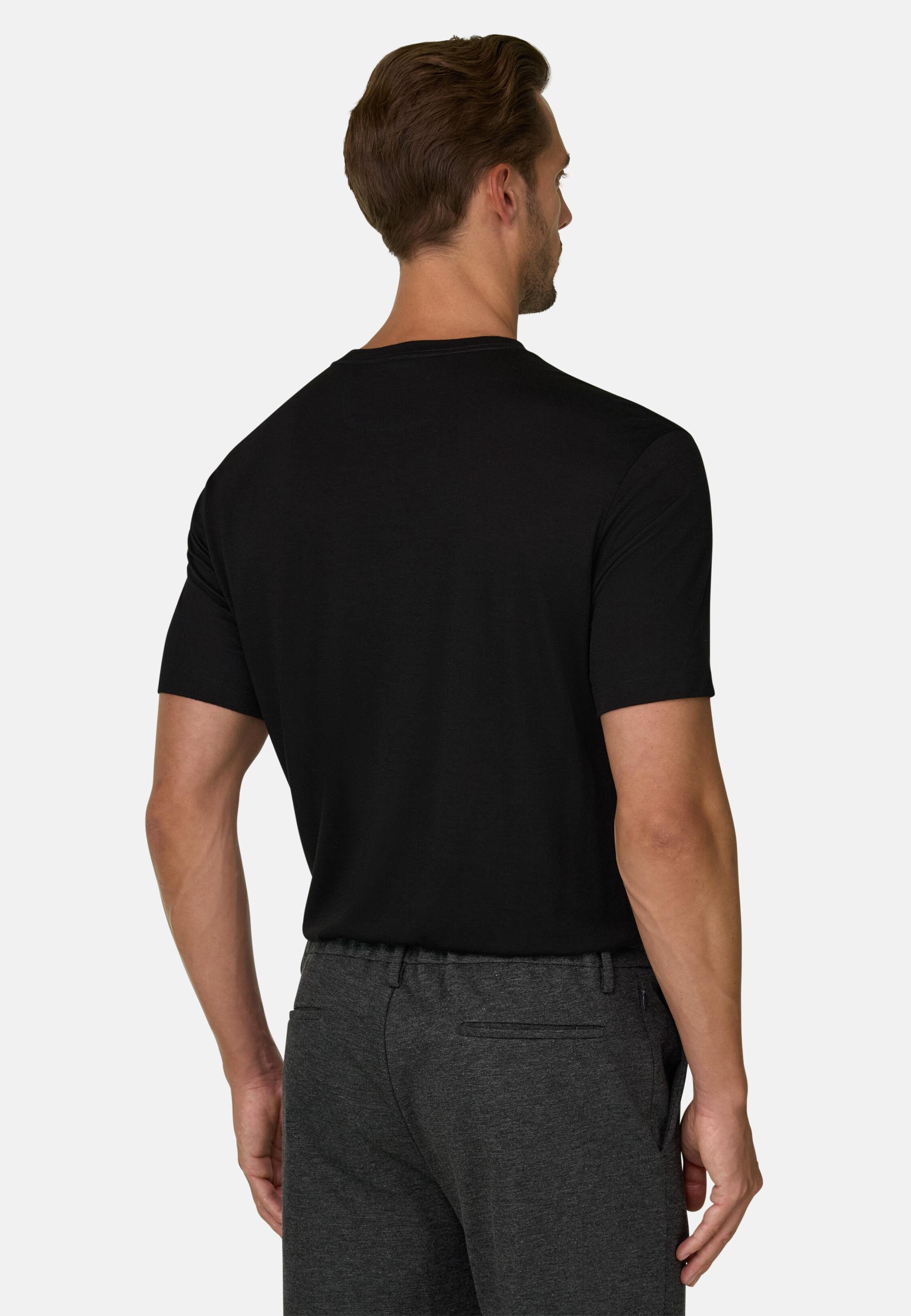 T-Shirt Jersey Cotton Tencel Blend Black, Black, medium