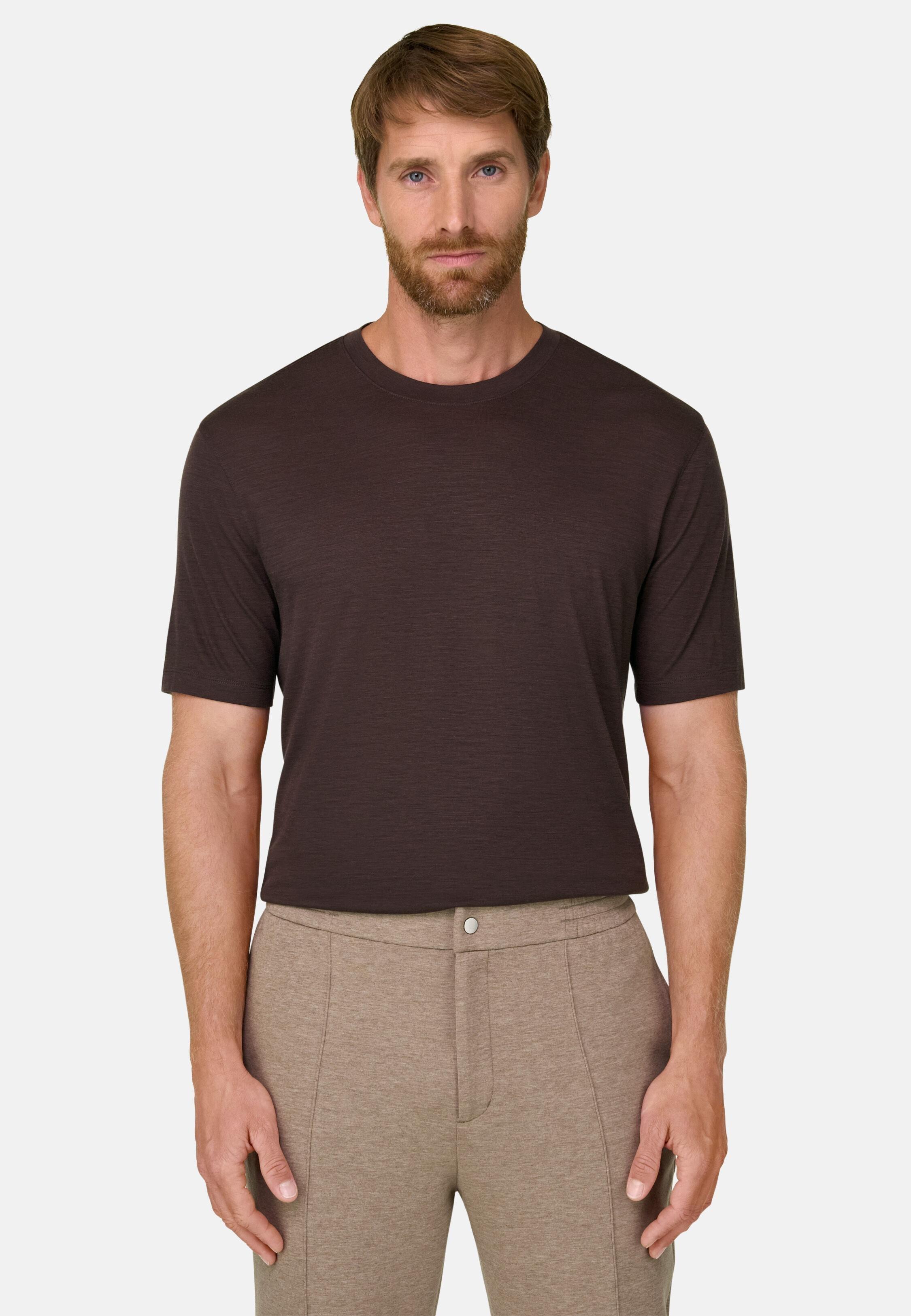 تي شيرت من مزيج الجيرسي والقطن والتنسل, Dark brown, medium