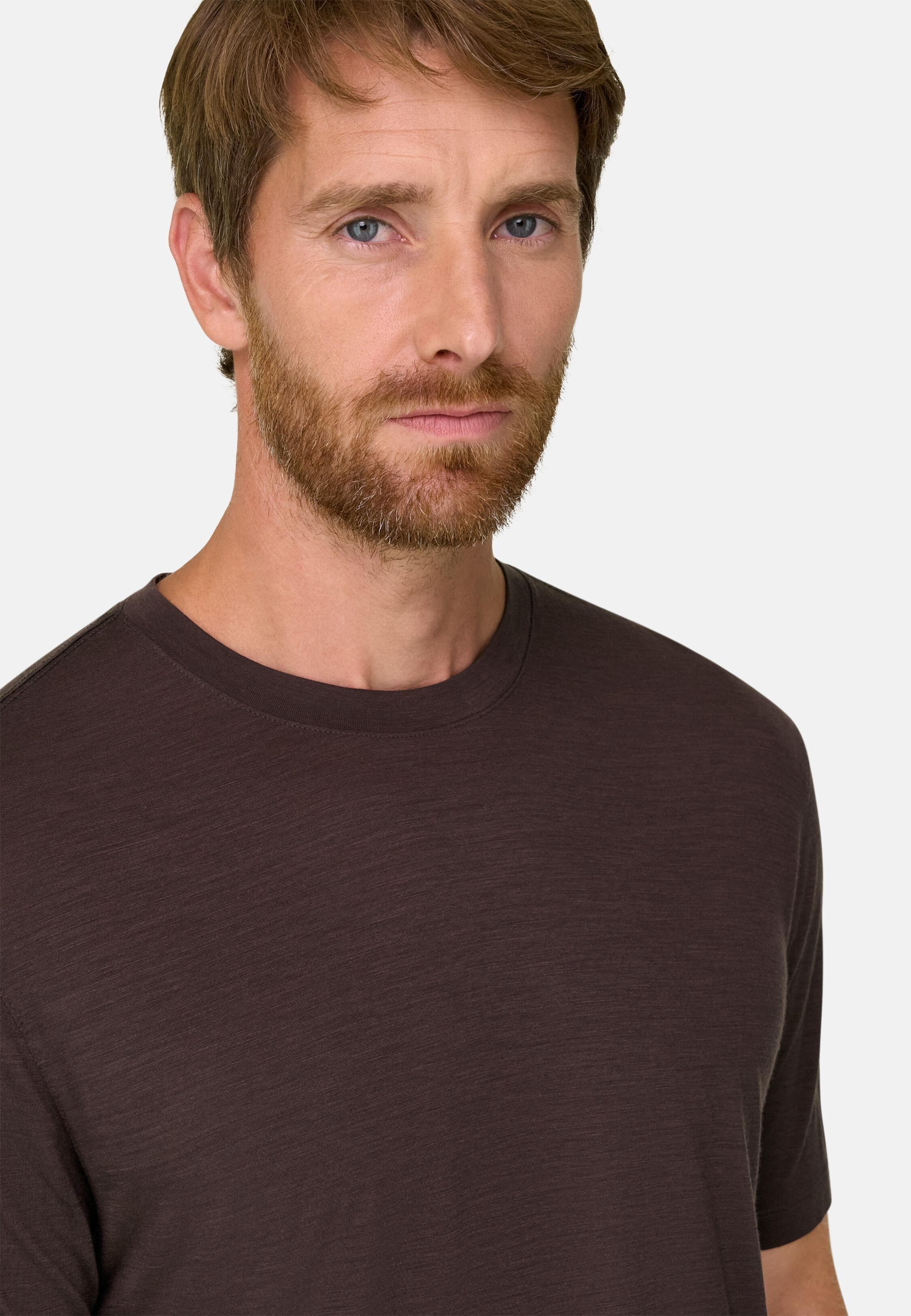 تي شيرت من مزيج الجيرسي والقطن والتنسل, Dark brown, medium