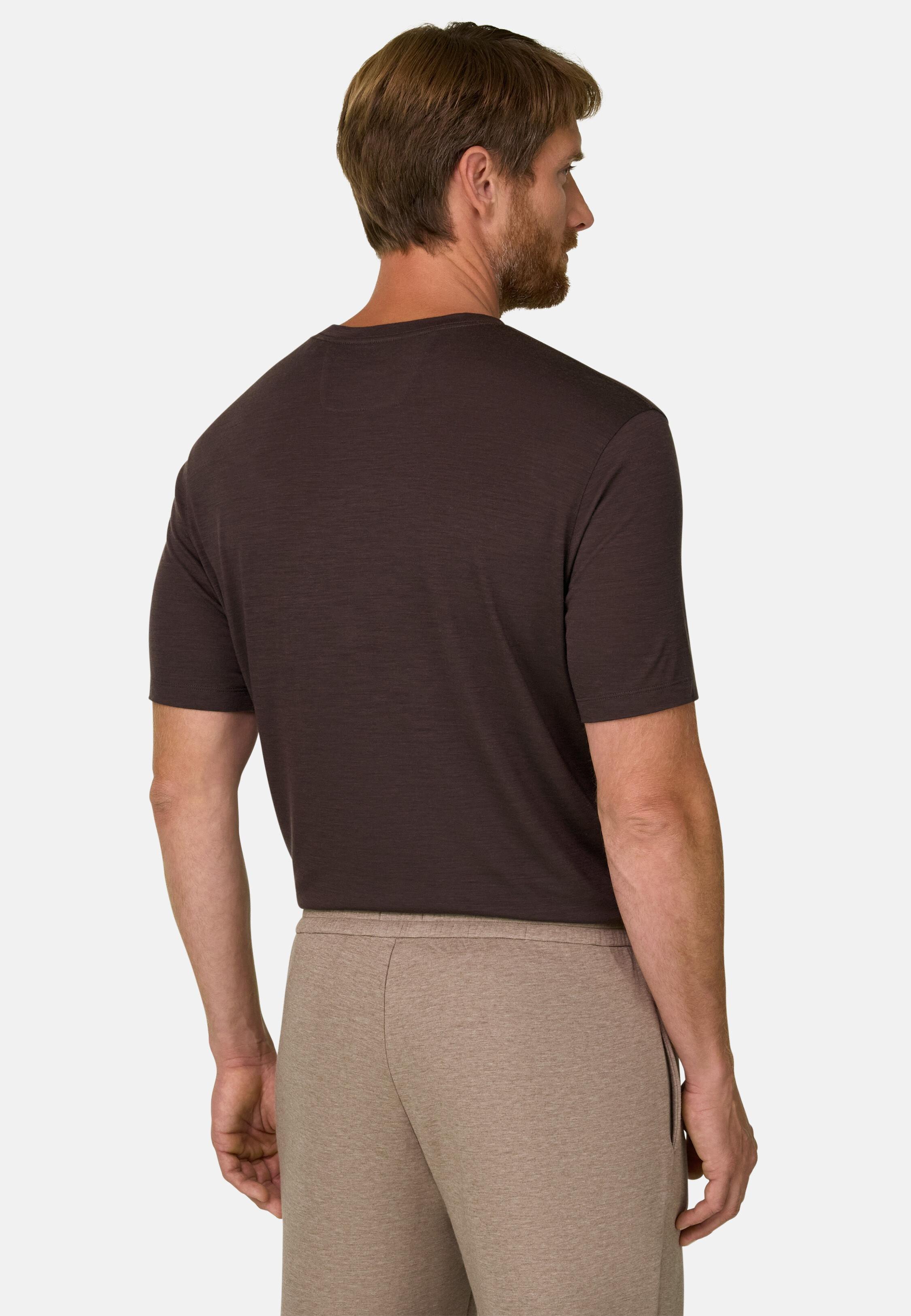 T-Shirt in Jersey Cotton TENCEL Blend, Dark Brown, Dark brown, large image number 3