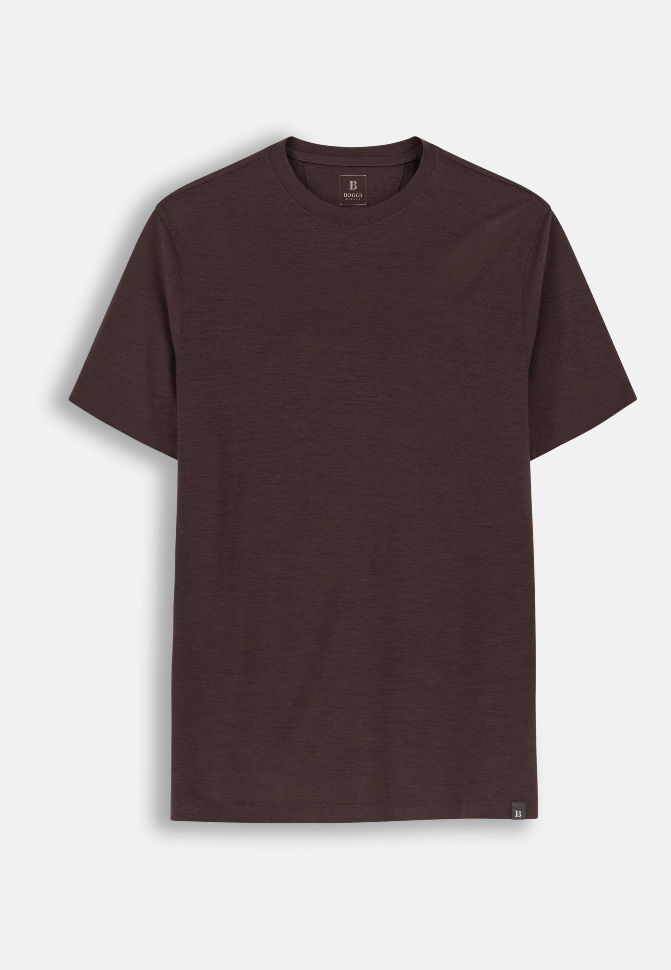 T-Shirt in Jersey Cotton TENCEL Blend, Dark Brown, Dark brown, large image number 4