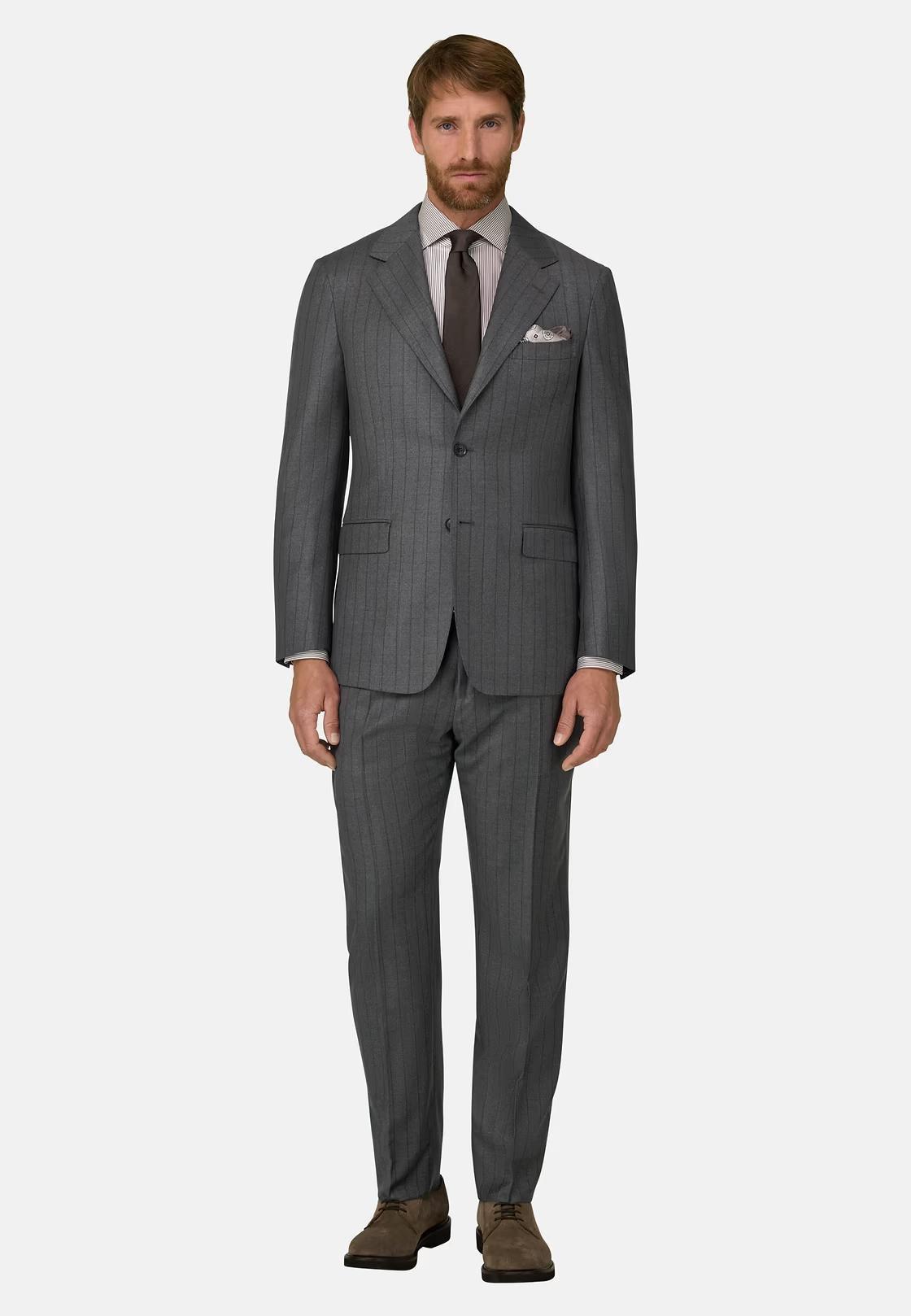 Pinstripe Wool Suit Grey, Grey, large image number 3