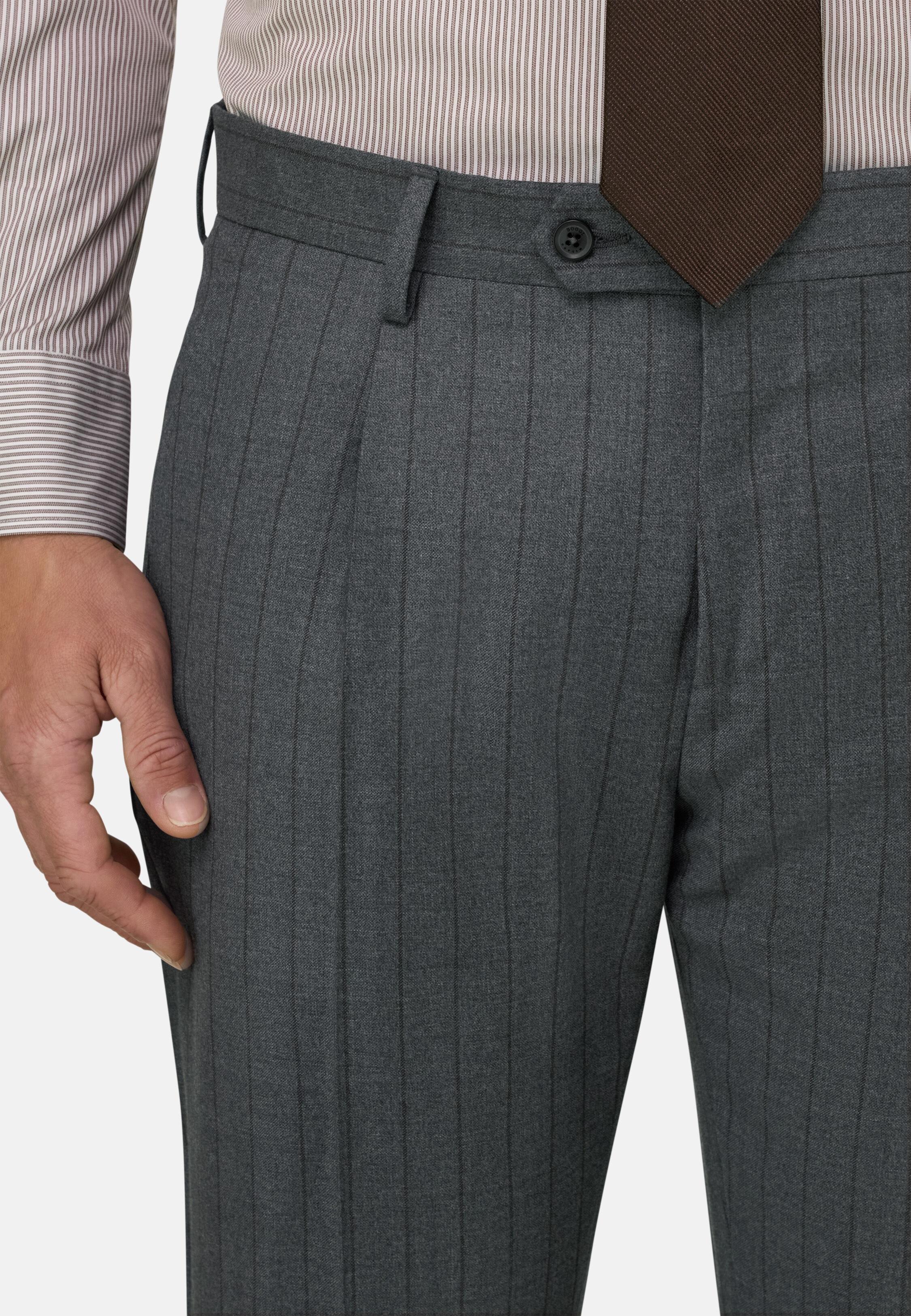 Pinstripe Wool Suit Grey, Grey, large image number 4