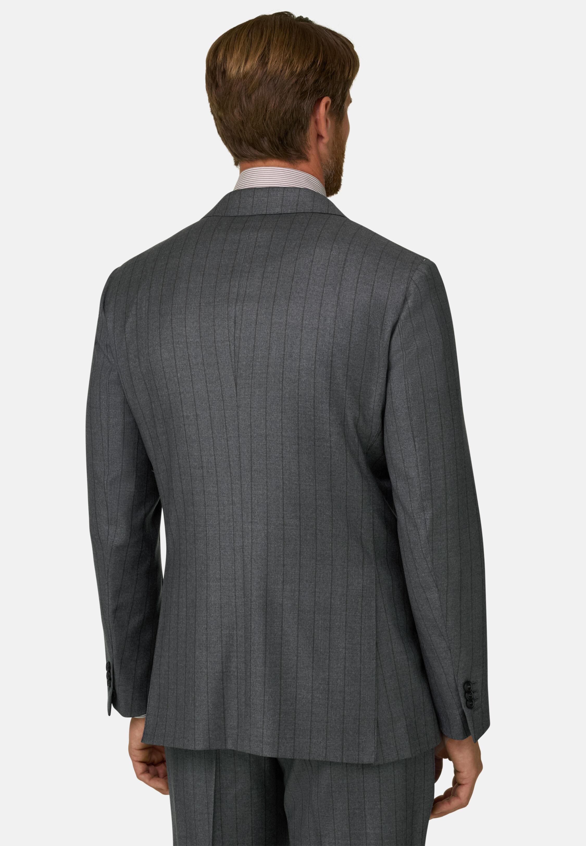 Pinstripe Wool Suit Grey, Grey, large image number 6