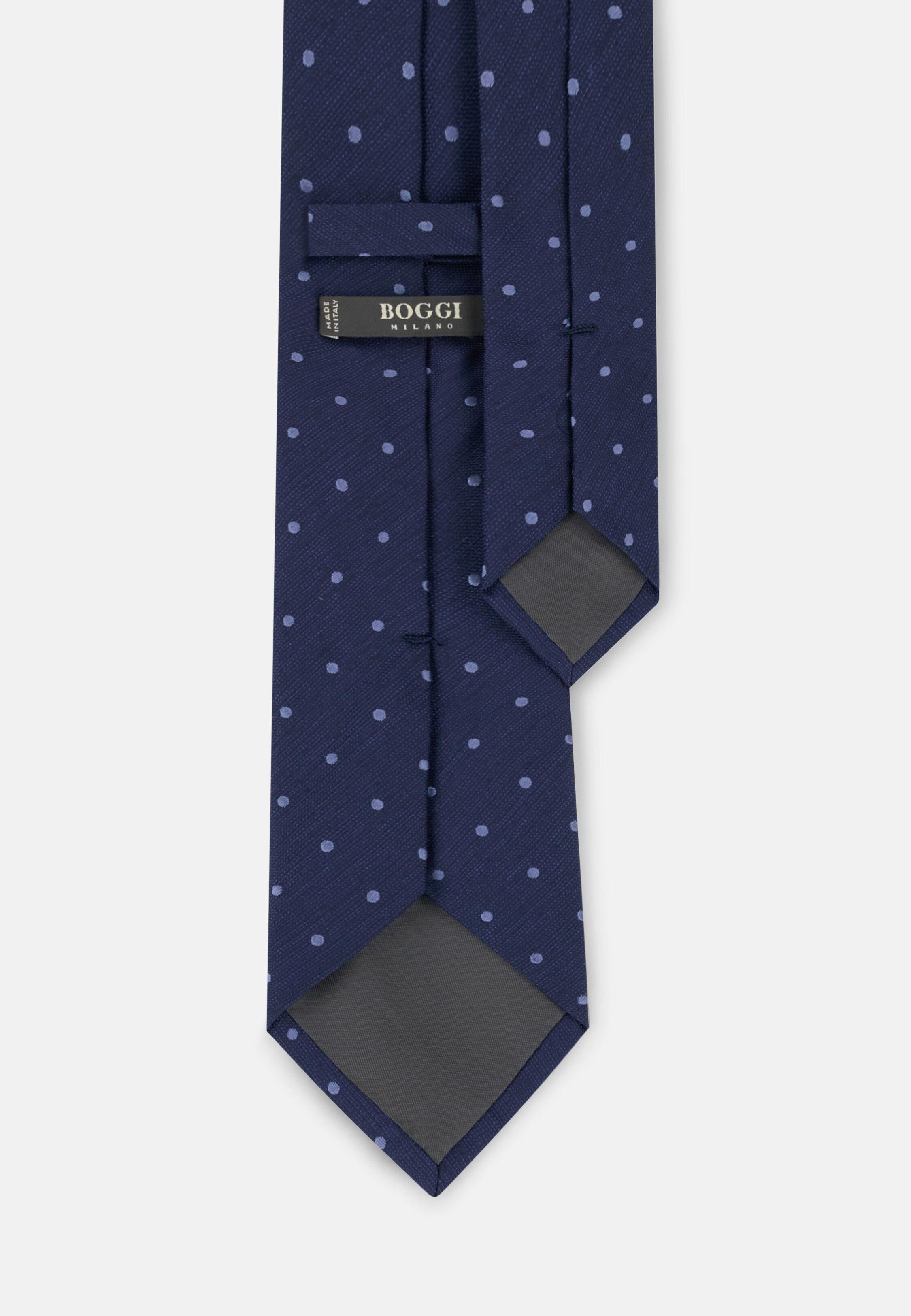Tie Jacquard Polka Dot Silk Blue, Blue, large image number 0