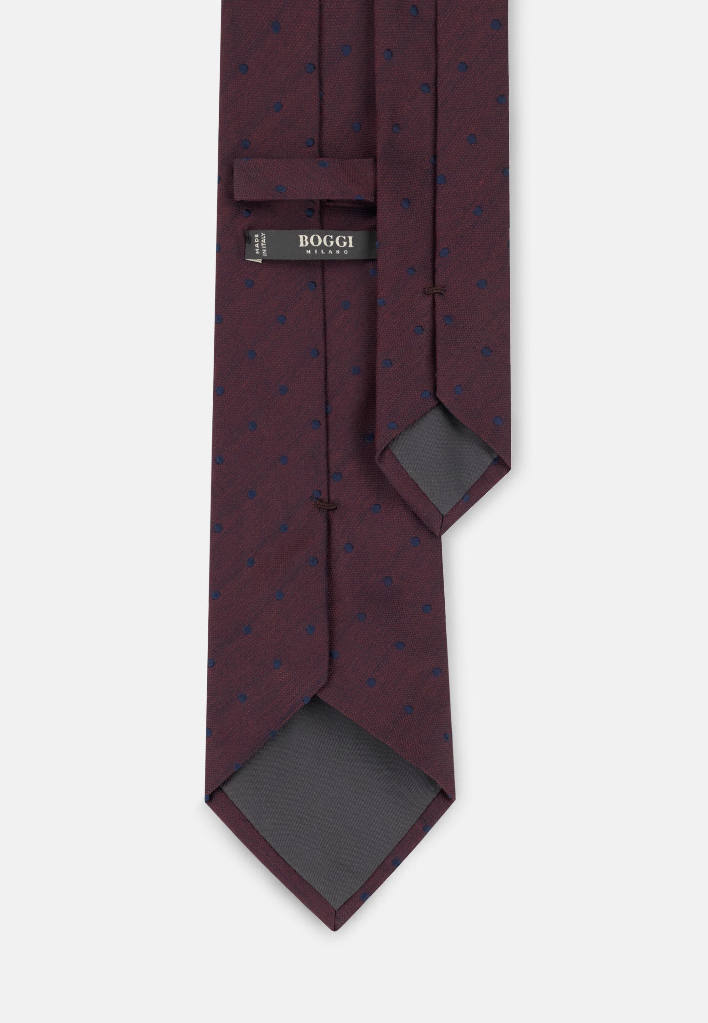 Tie Jacquard Polka Dot Silk, Burgundy, Burgundy, medium