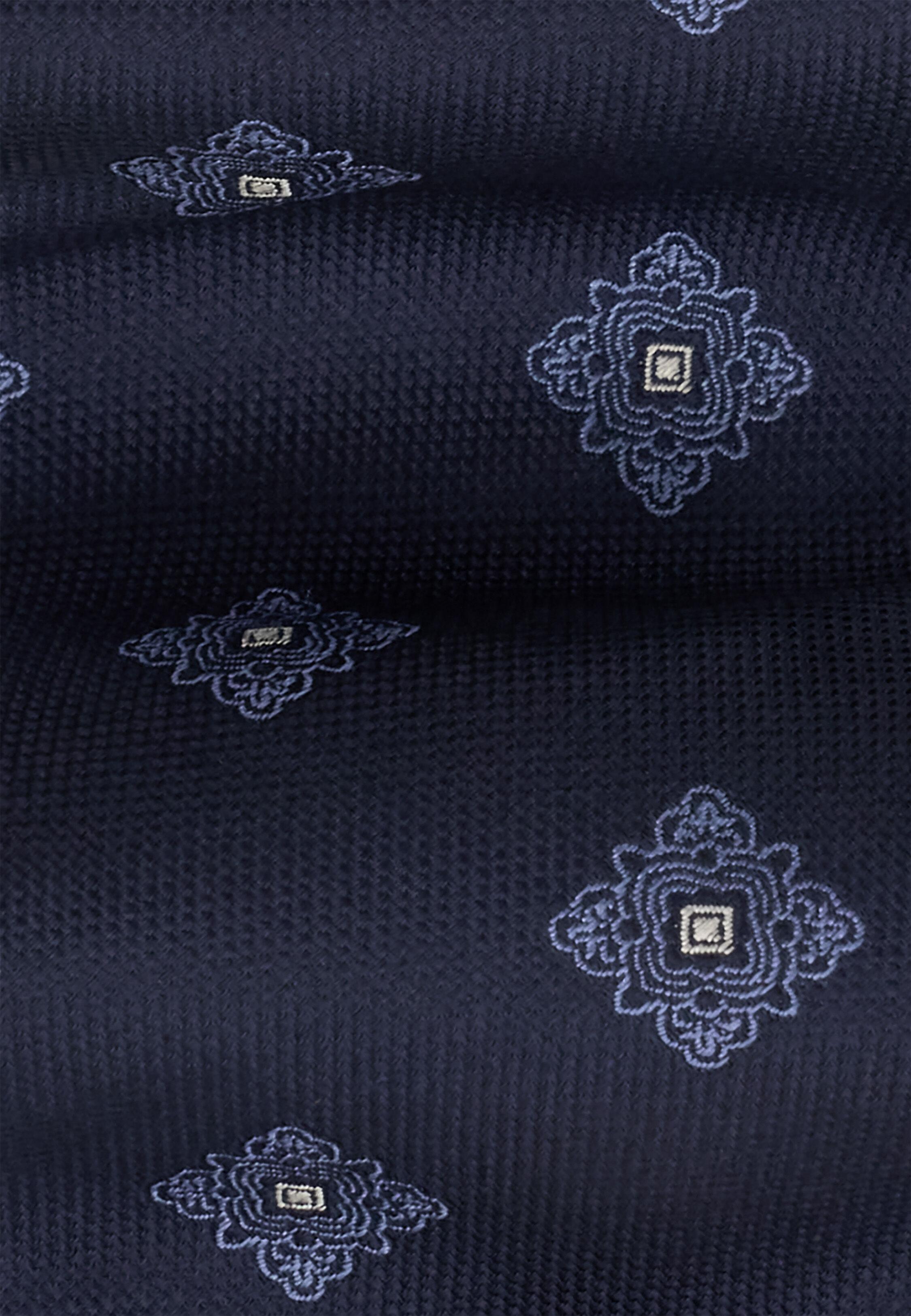 Tie Jacquard Macro Medallion Pattern in Silk, Navy Blue, Navy blue, medium