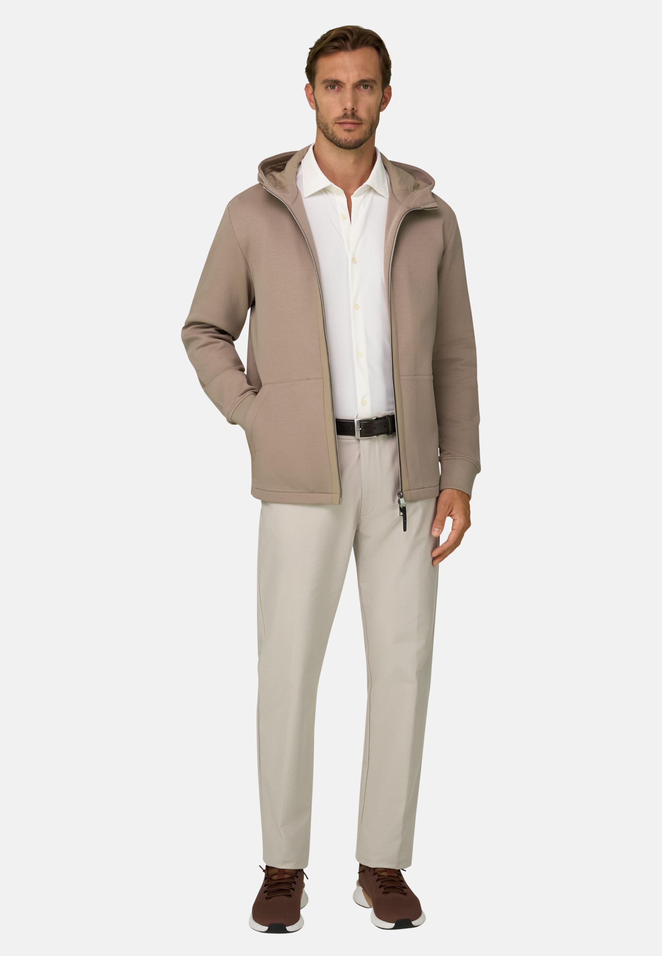 Full-Zip Hoodie in Cotton Blend Scuba B Tech Camel, 3901_CAML, medium