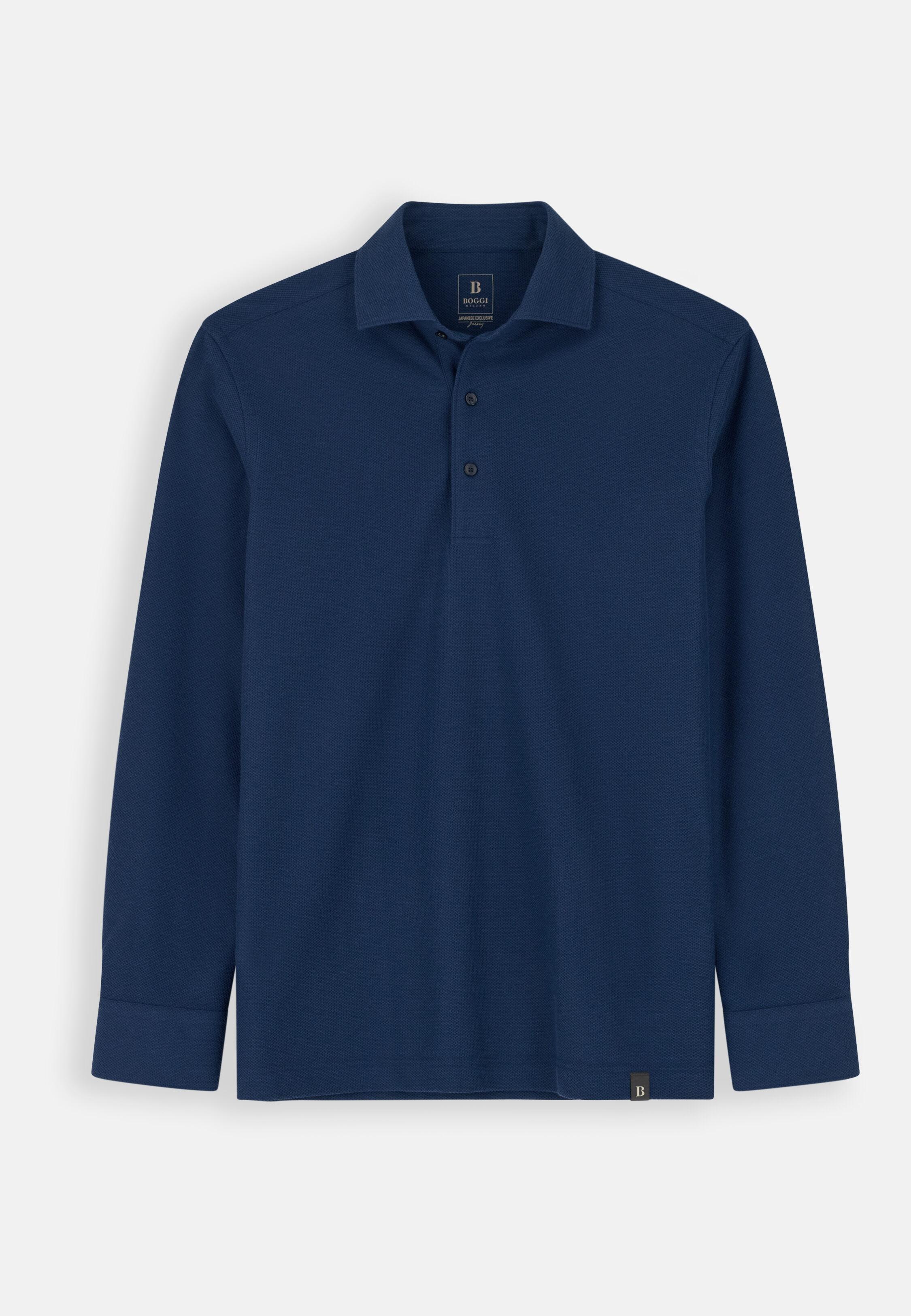 Sakura | Polo in Japanese Jersey, Navy Blue, Navy blue, medium