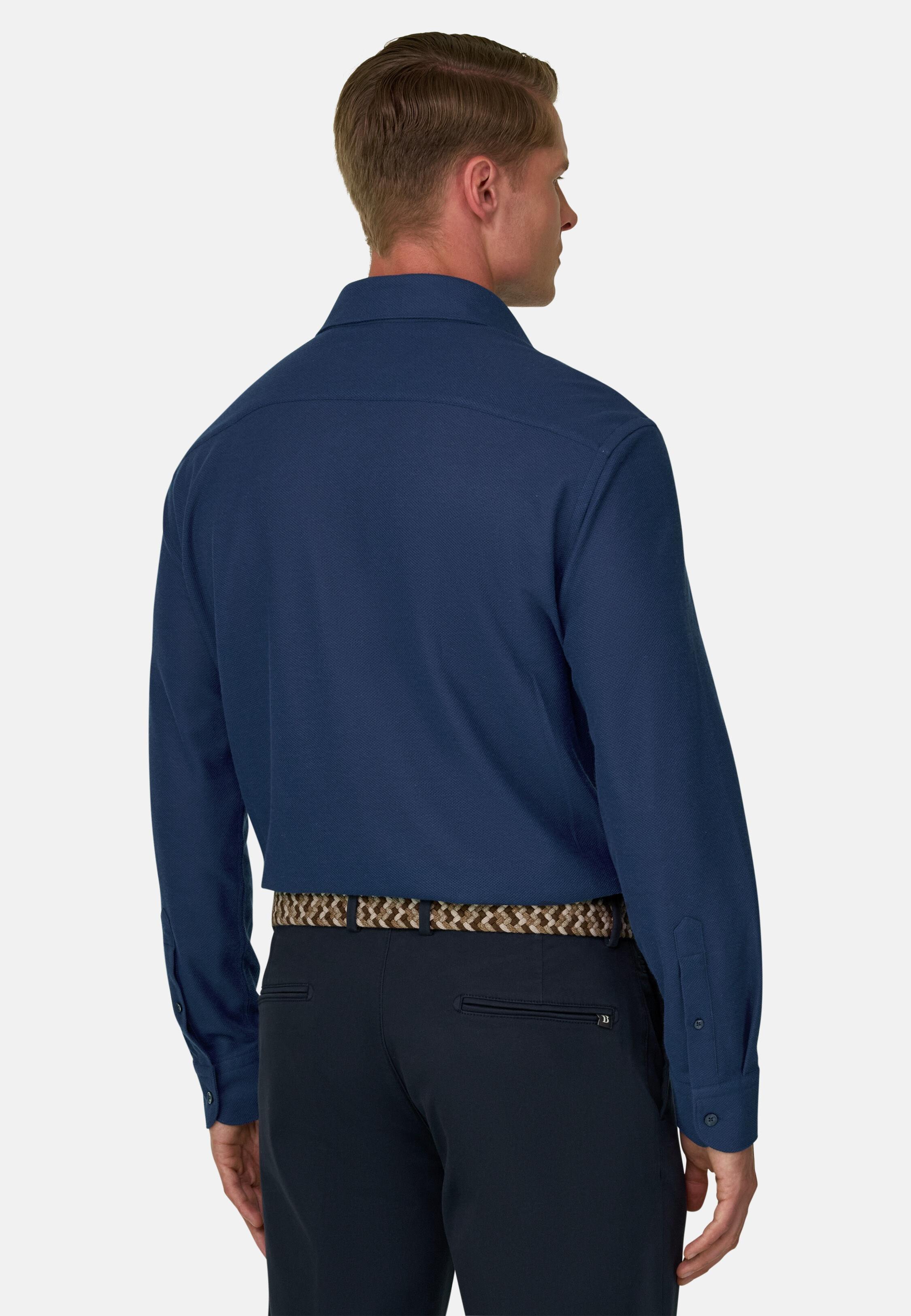 Sakura | Polo in Japanese Jersey, Navy Blue, Navy blue, large image number 4