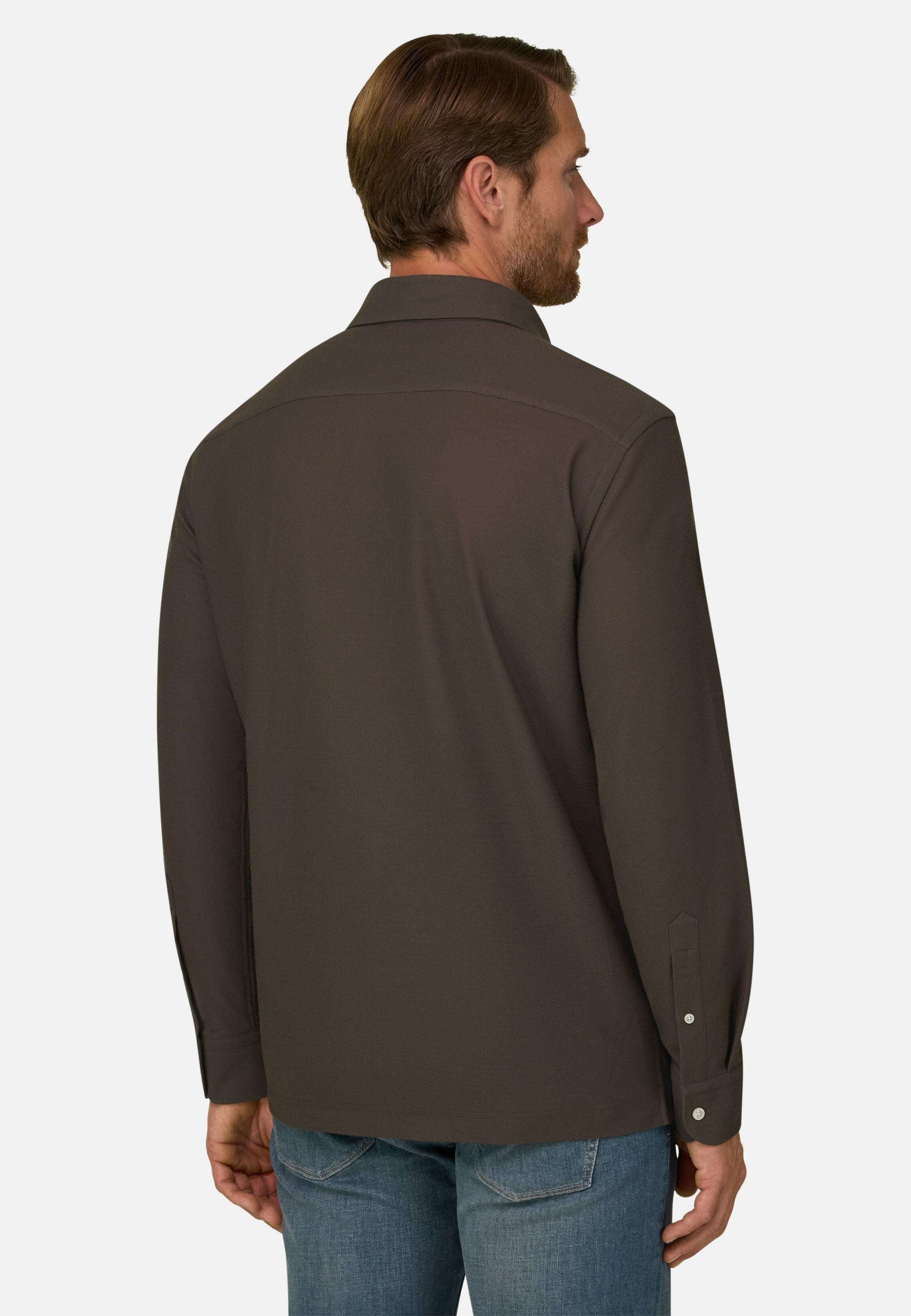 Sakura | Polo in Japanese Jersey, Dark Brown, Dark brown, medium