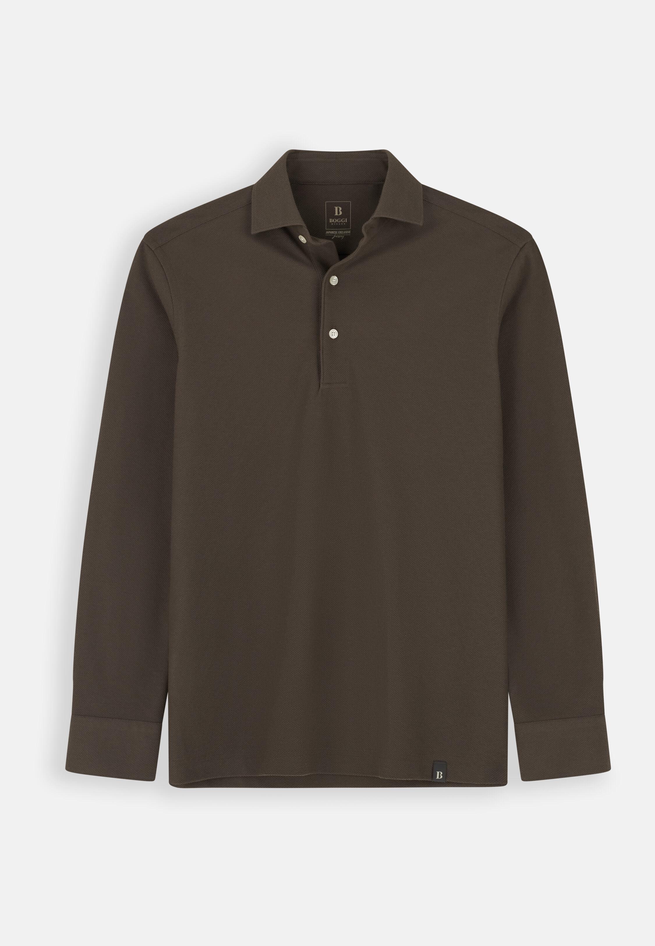 Sakura | Polo in Japanese Jersey, Dark Brown, Dark brown, large image number 3