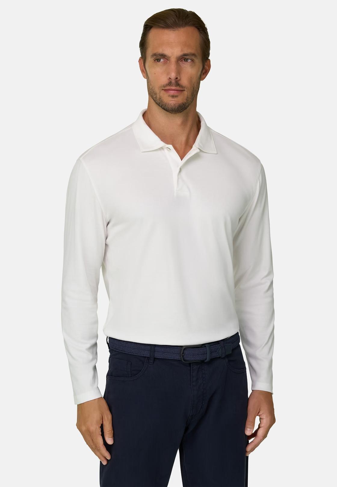 Polo in Cotton Blend Jersey S. Caf&egrave;&reg; White, White, large image number 0