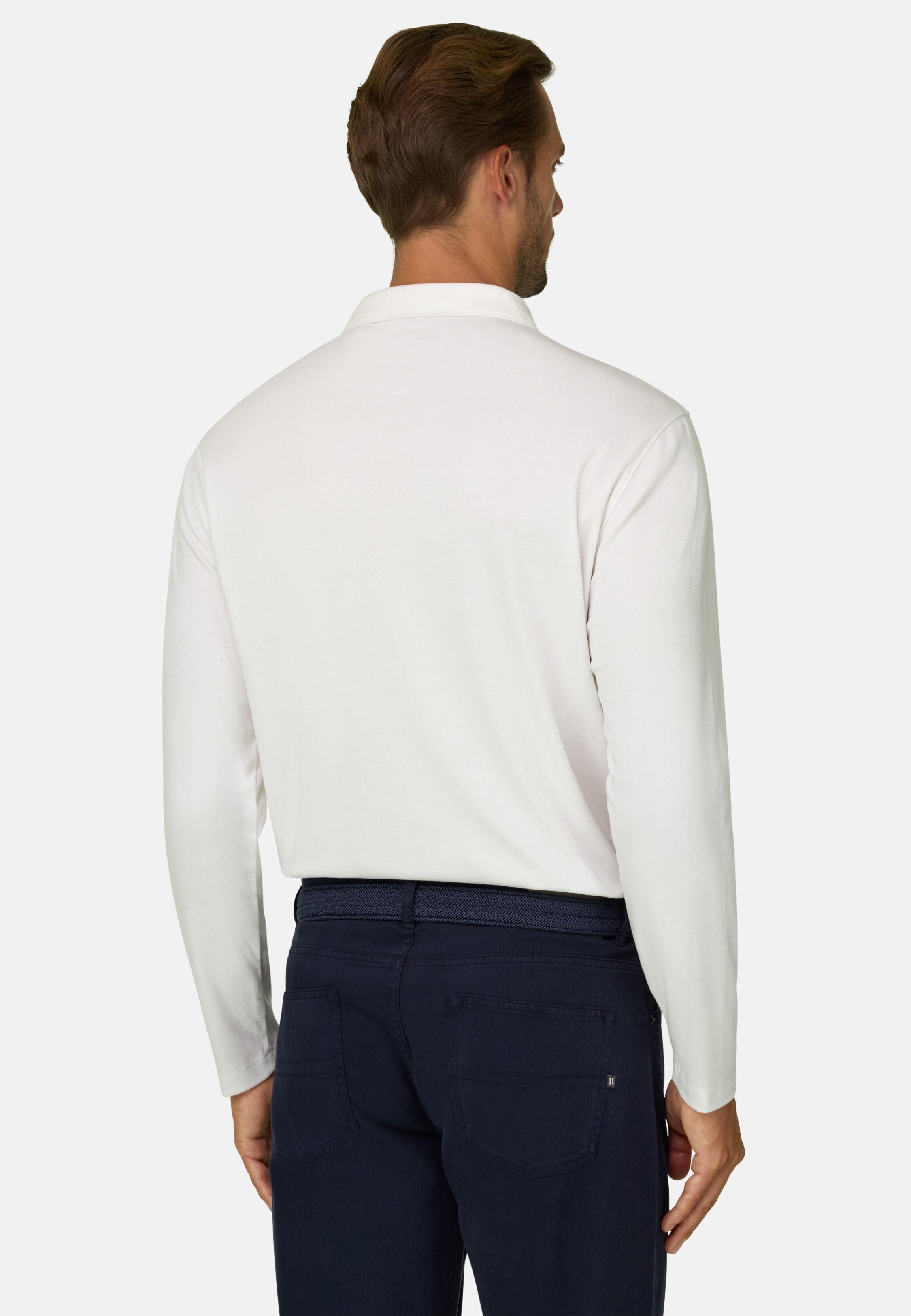 Polo in Cotton Blend Jersey S. Caf&egrave;&reg; White, White, large image number 4
