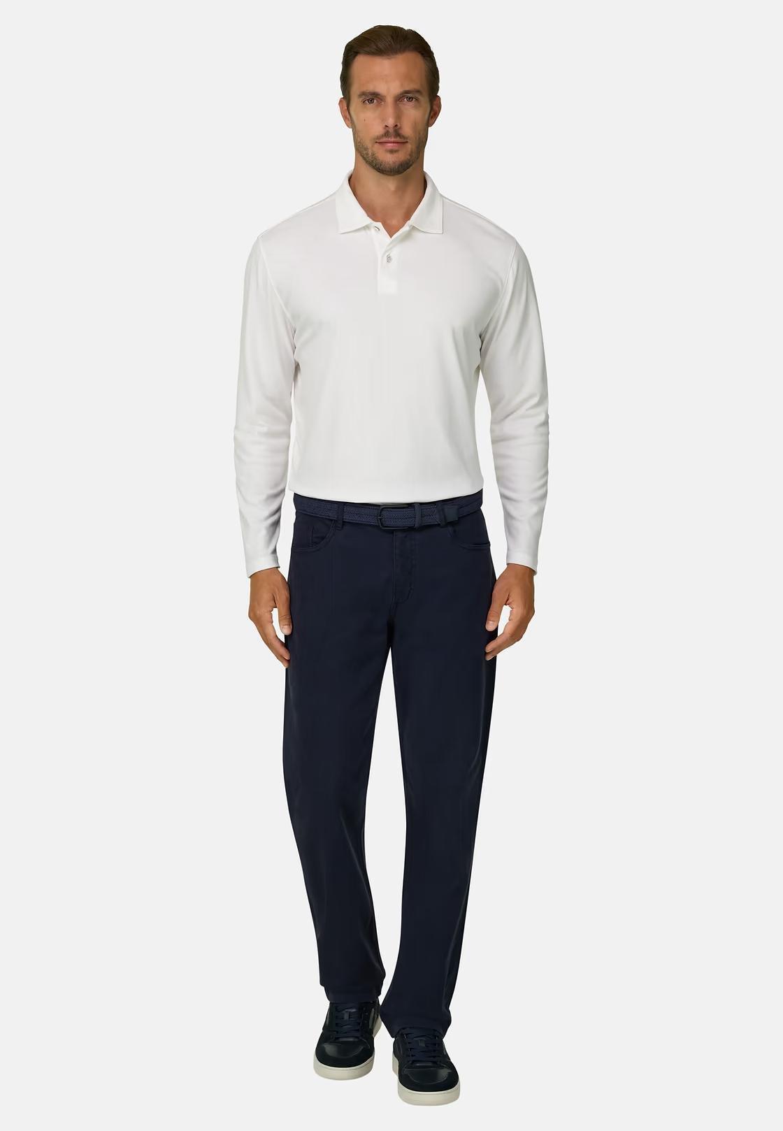 Polo in Cotton Blend Jersey S. Caf&egrave;&reg; White, White, large image number 5