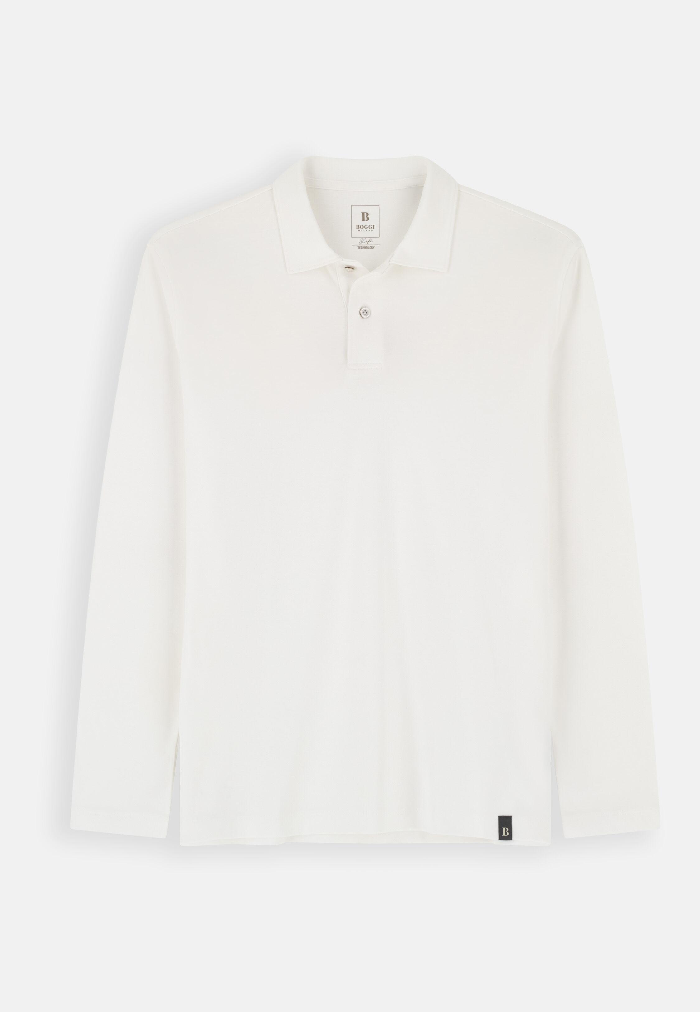 Polo in Cotton Blend Jersey S. Caf&egrave;&reg; White, White, large image number 7