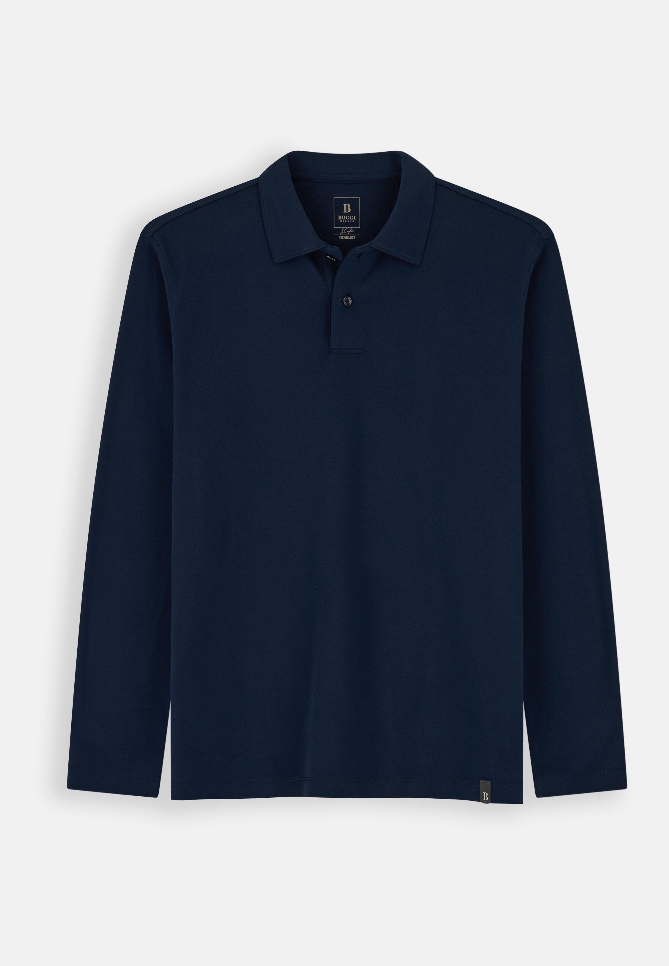 Polo in Cotton Blend Jersey S. Caf&egrave;&reg;, Navy Blue, Navy blue, medium