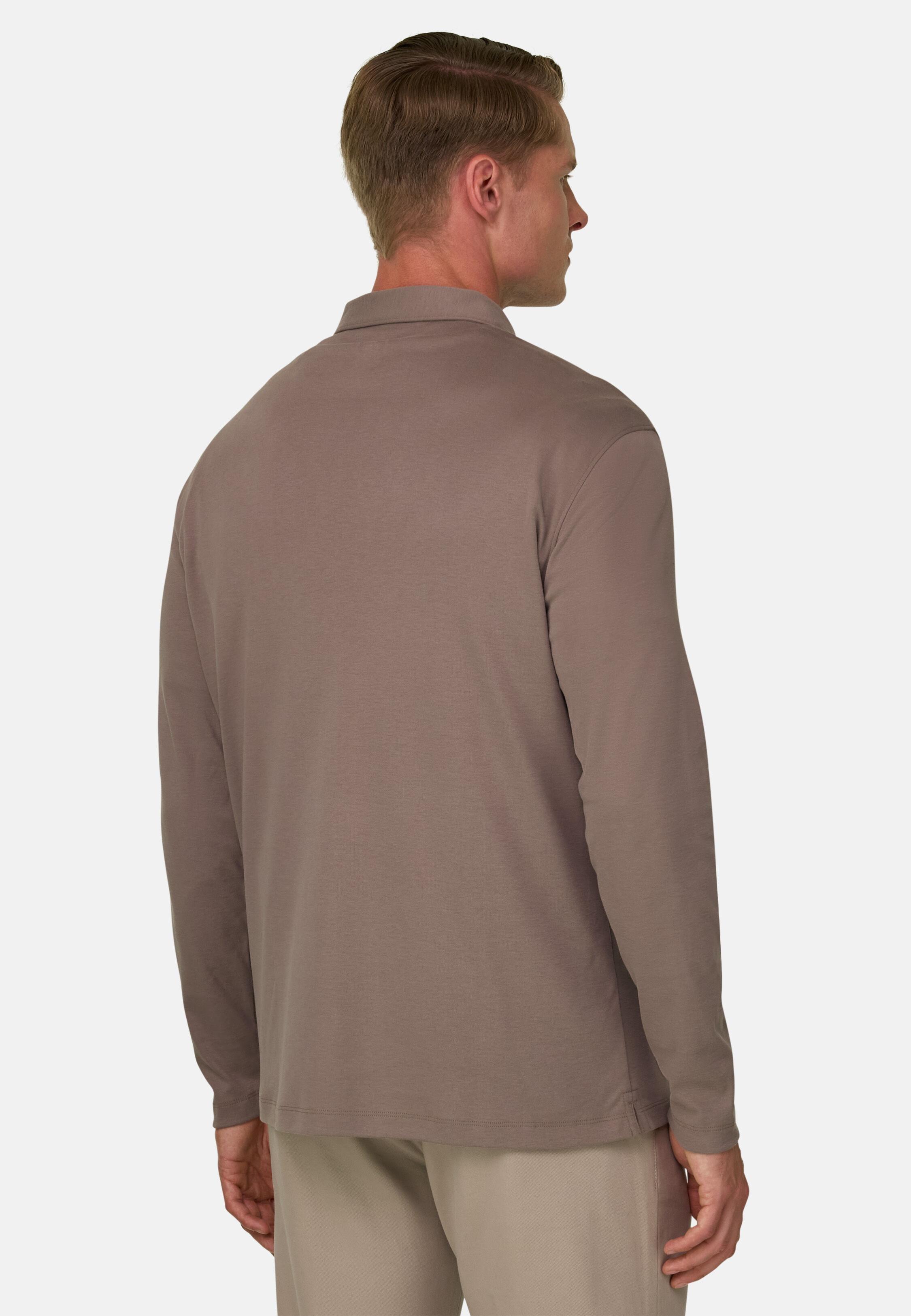 Polo in Cotton Blend Jersey S. Caf&egrave;&reg;, Taupe, Taupe, large image number 3