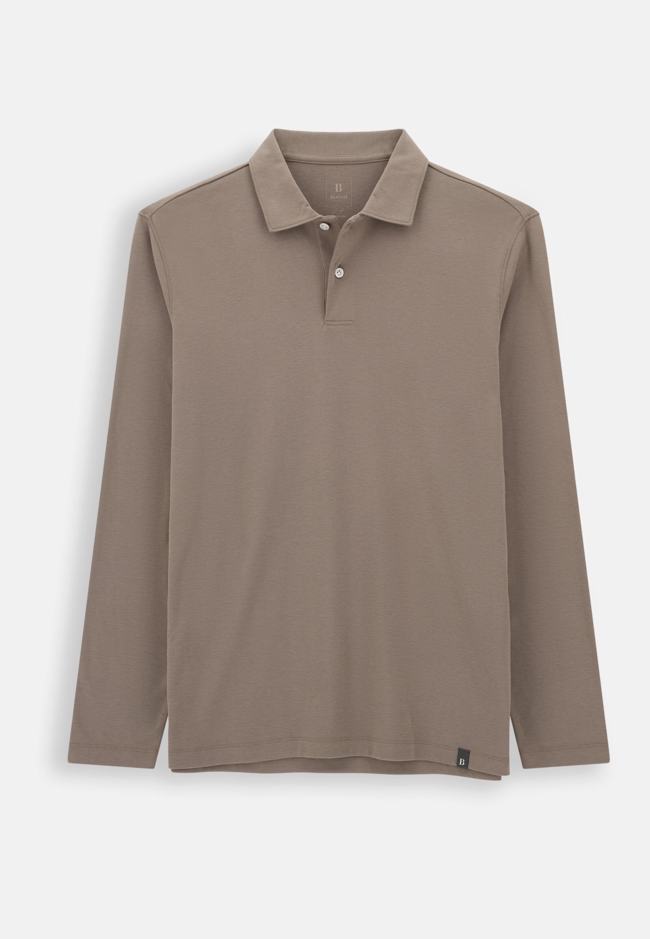 Polo in Cotton Blend Jersey S. Caf&egrave;&reg;, Taupe, Taupe, large image number 4