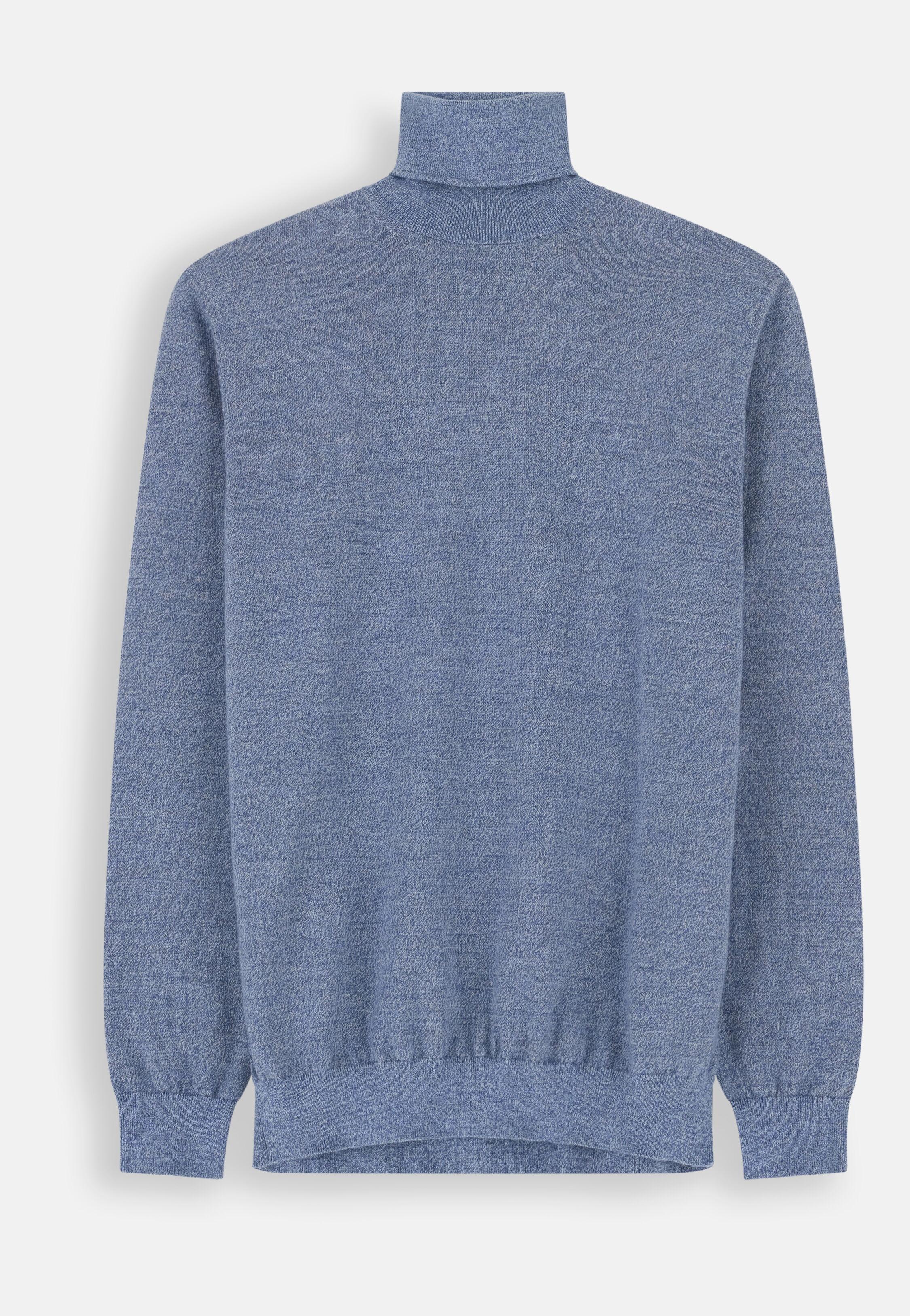Turtleneck Jumper in Merino Wool Cashwool&reg; Moulin&eacute; Light Blue, Light Blue, medium