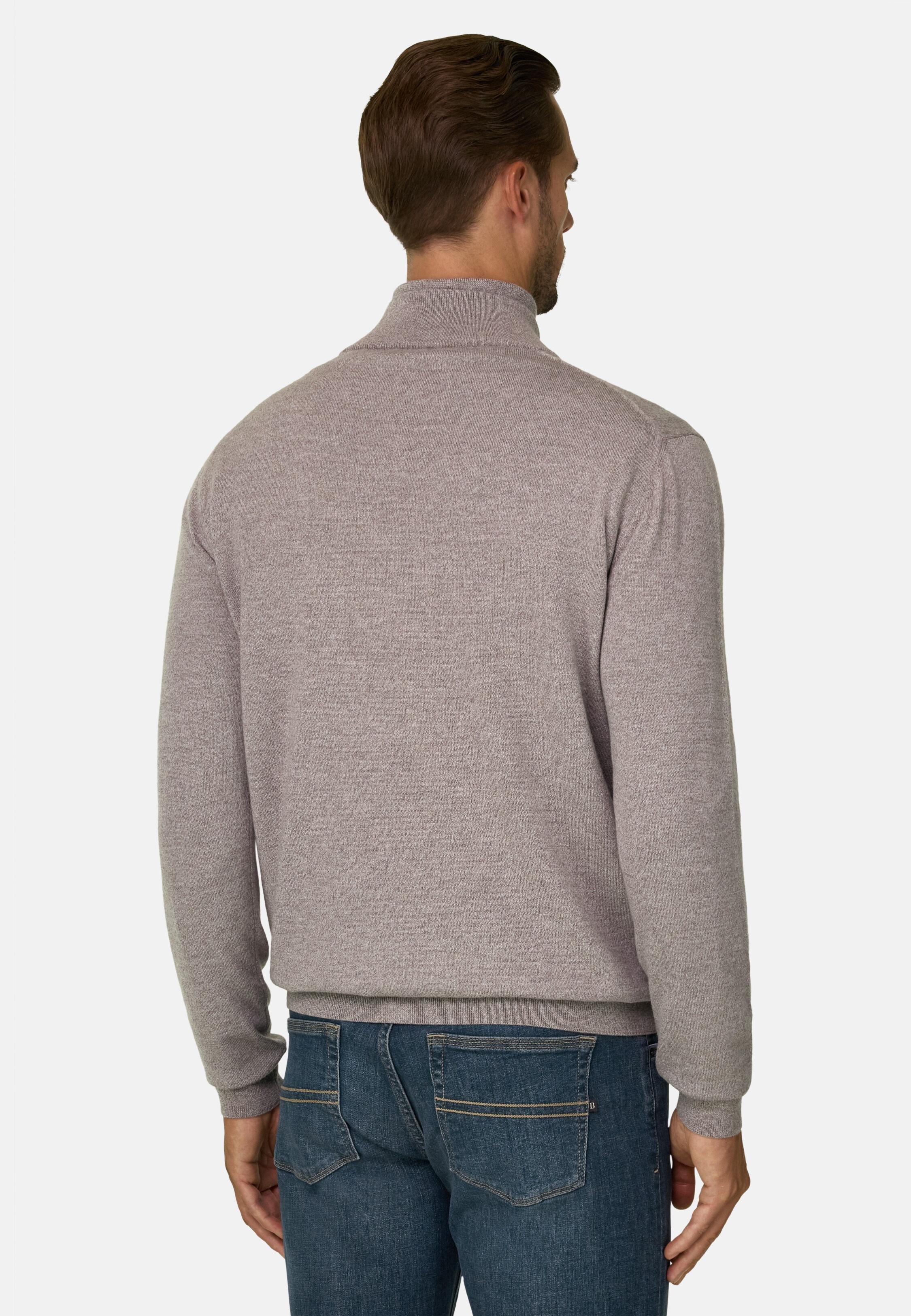 Roll Neck Jumper Quarter-Zip Merino Wool Cashwool&reg; Moulin&eacute; Sand, Sand, medium