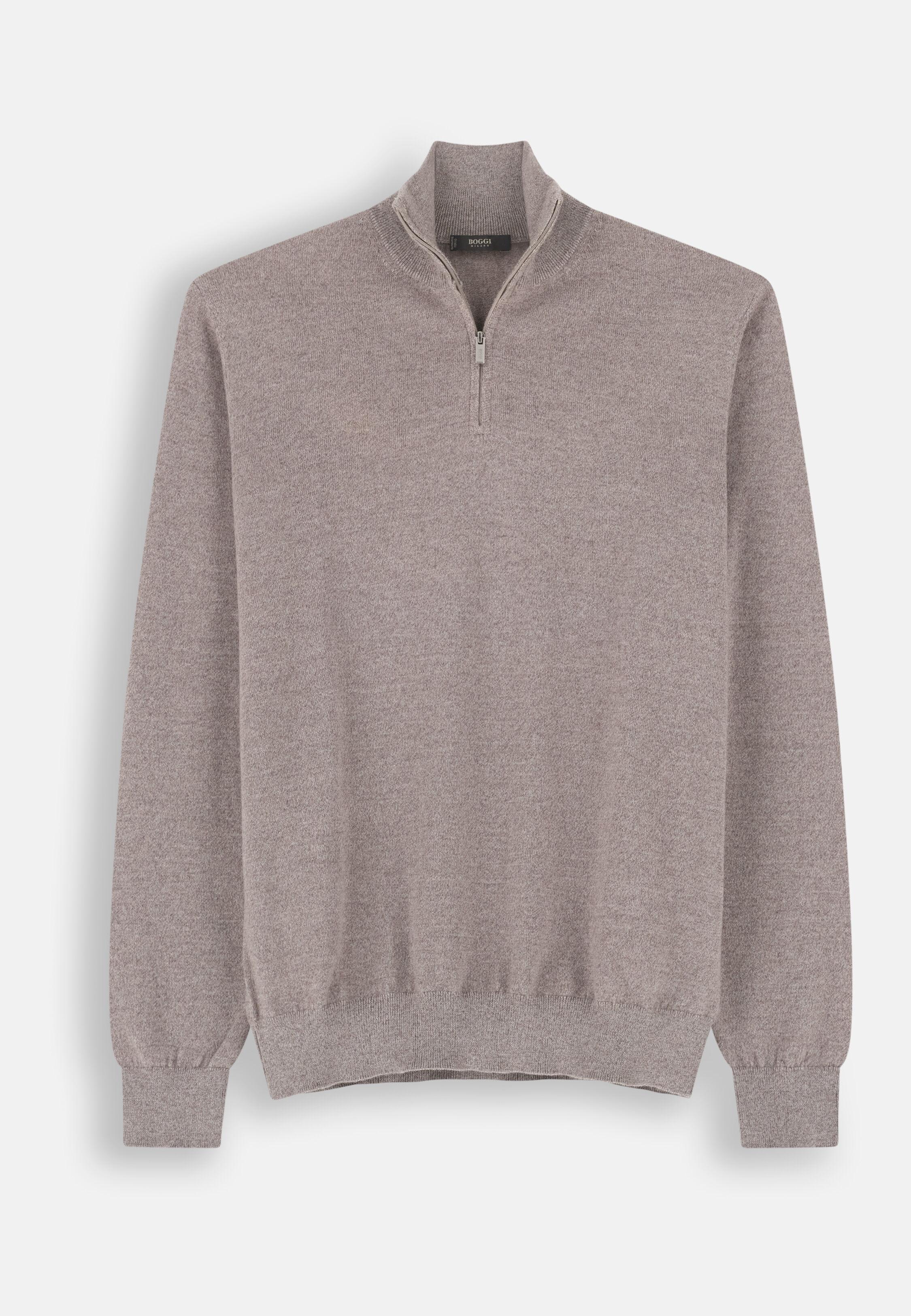 Roll Neck Jumper Quarter-Zip Merino Wool Cashwool&reg; Moulin&eacute; Sand, Sand, medium